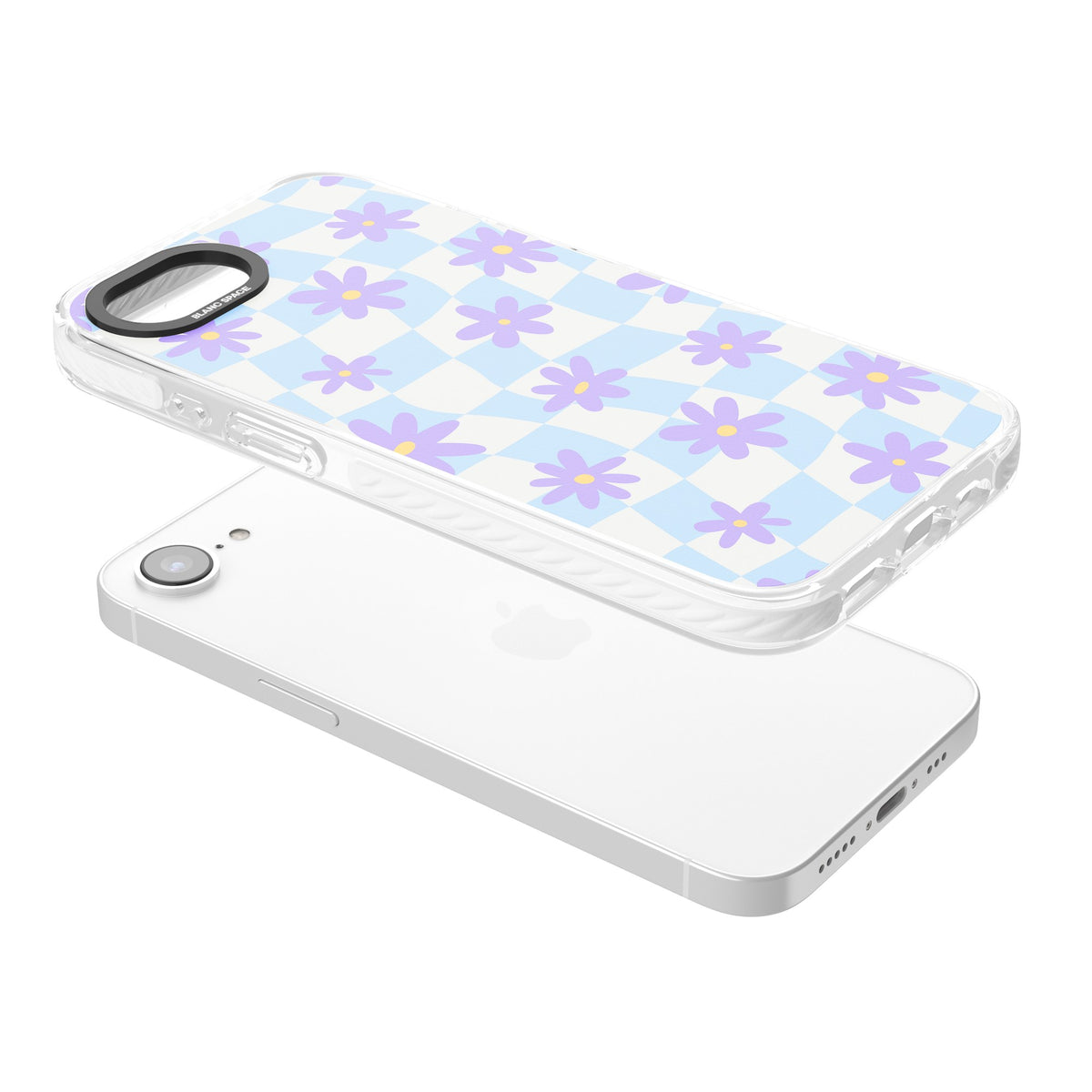 Serene Skies & Flowers iPhone 16e / iPhone 17e Impact Clear Phone Case angled