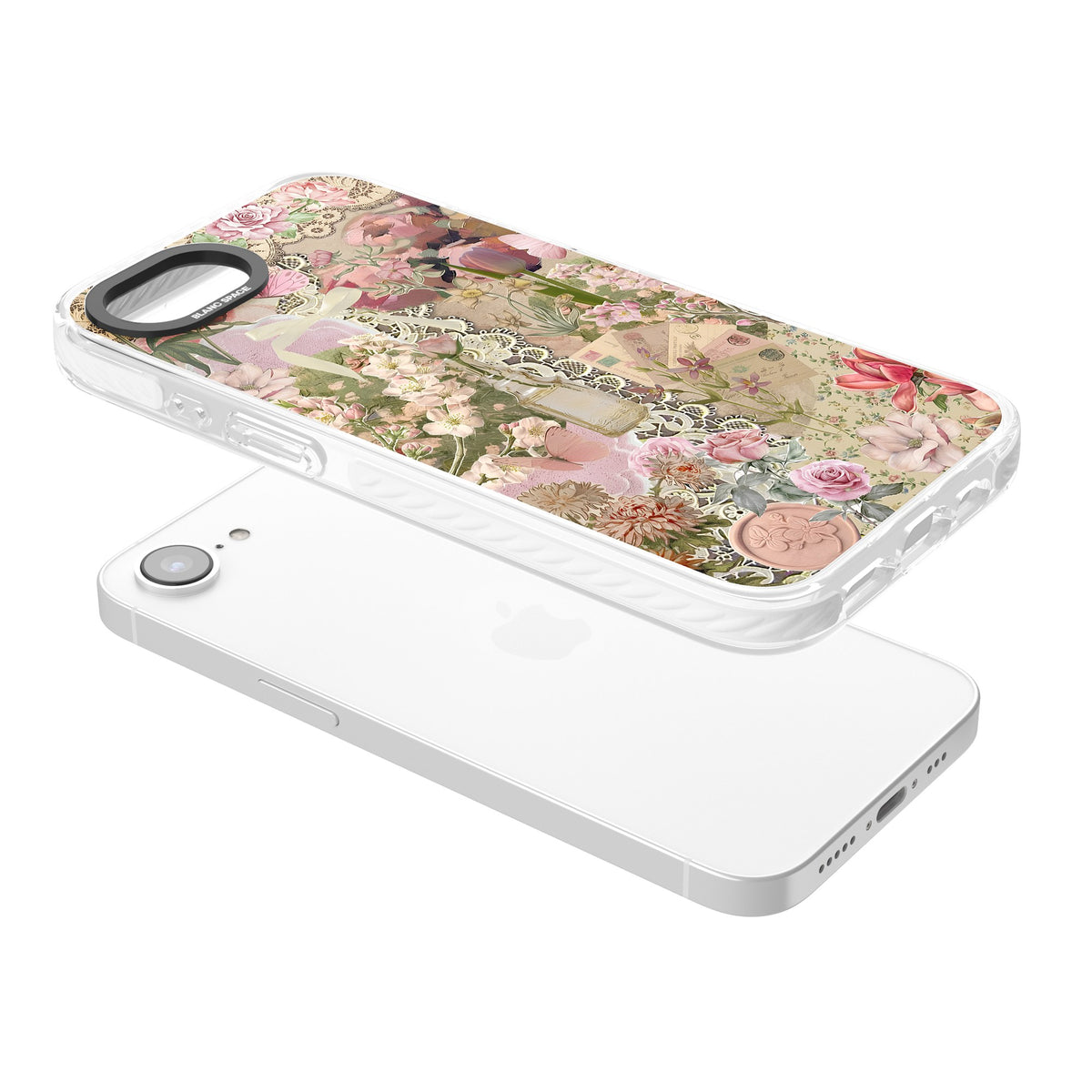 Rose Memoir iPhone 16e / iPhone 17e Impact Clear Phone Case angled