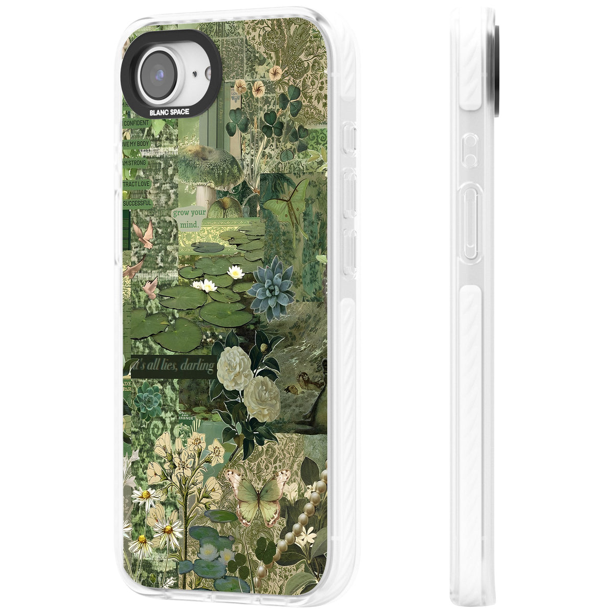 Sage Collage iPhone 16e / iPhone 17e Impact Clear Phone Case side