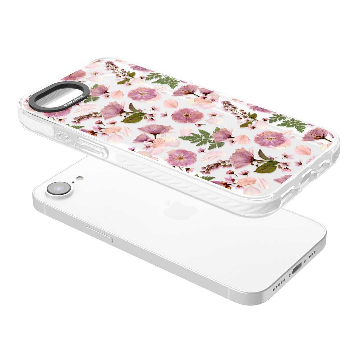 Botanical Blush iPhone 16e / iPhone 17e Impact Clear Phone Case angled