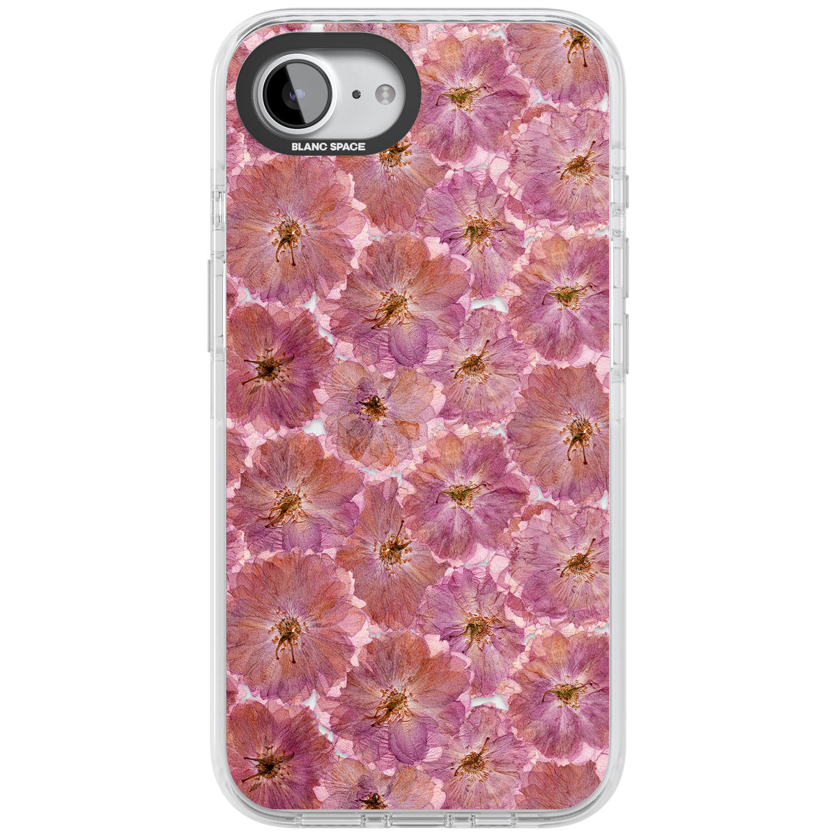 Large Pink Florals iPhone 16e / iPhone 17e Impact Clear Phone Case front