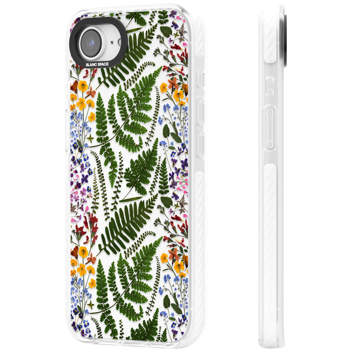 Botanical Fern & Floral iPhone 16e / iPhone 17e Impact Clear Phone Case side