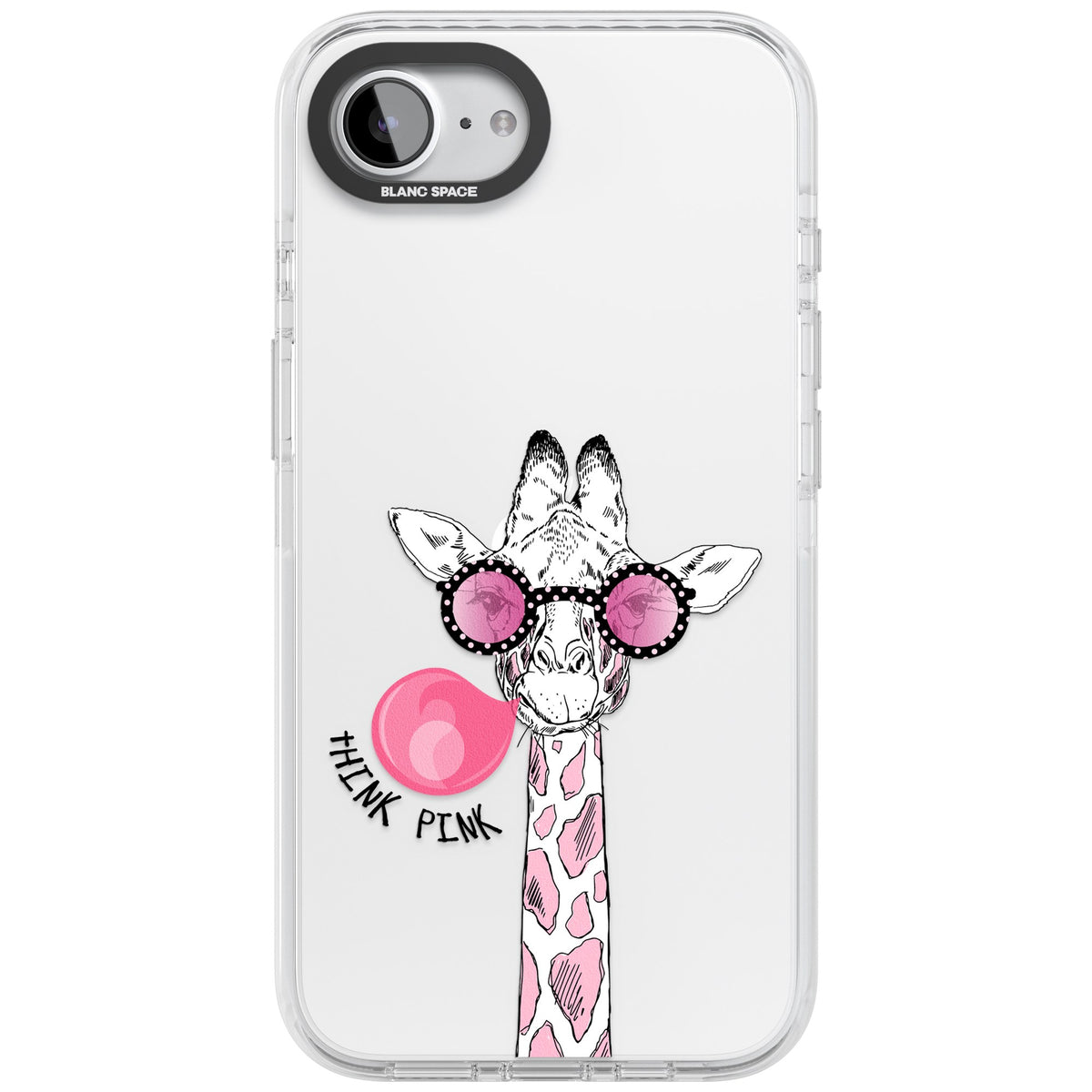 Think Pink Giraffe iPhone 16e / iPhone 17e Impact Clear Phone Case front