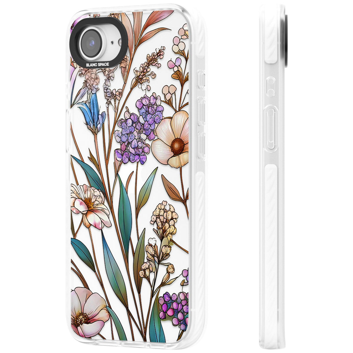 Glass Wildflower Mix iPhone 16e / iPhone 17e Impact Clear Phone Case side