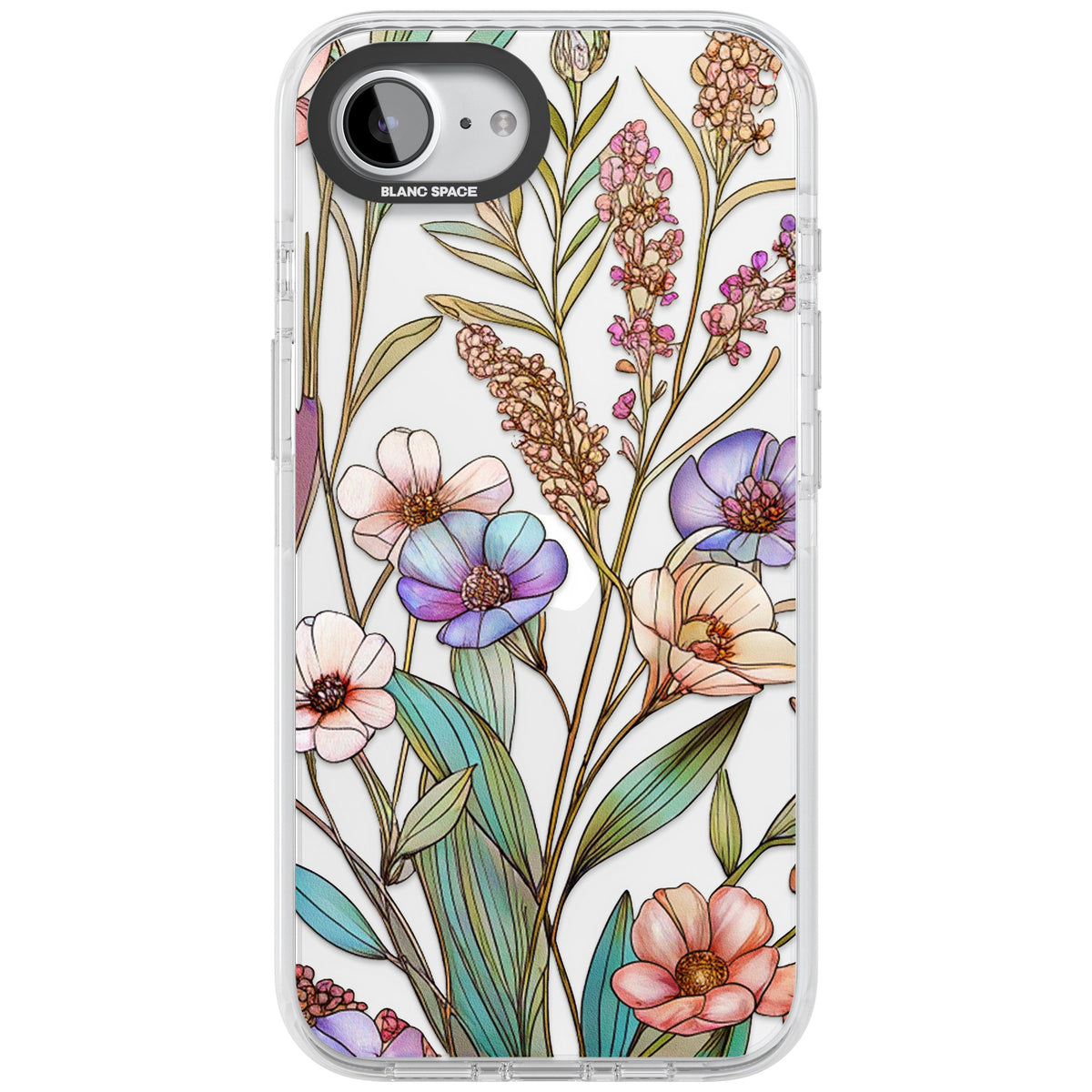Glass Summer Flowers iPhone 16e / iPhone 17e Impact Clear Phone Case front