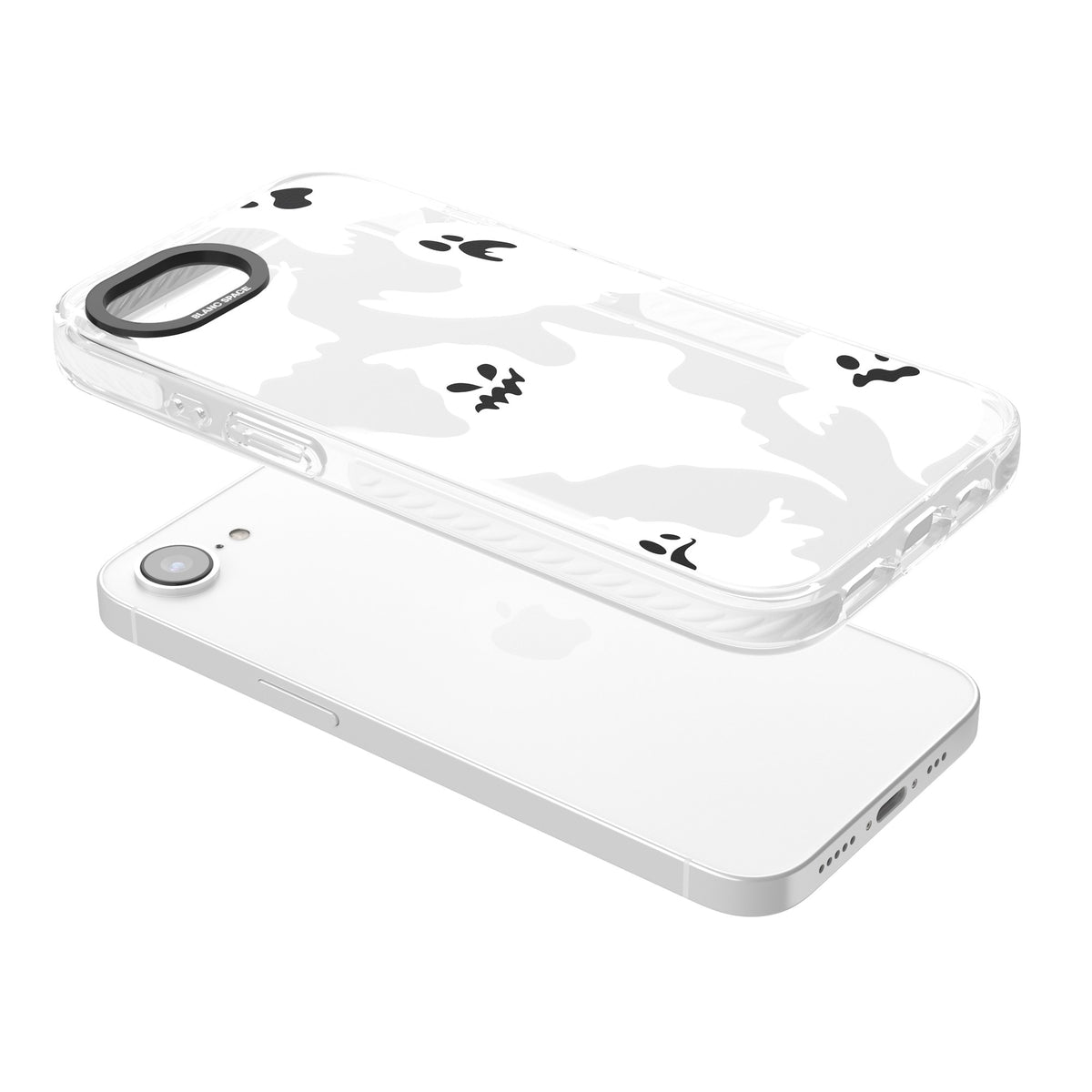 Ghost Pattern iPhone 16e / iPhone 17e Impact Clear Phone Case angled