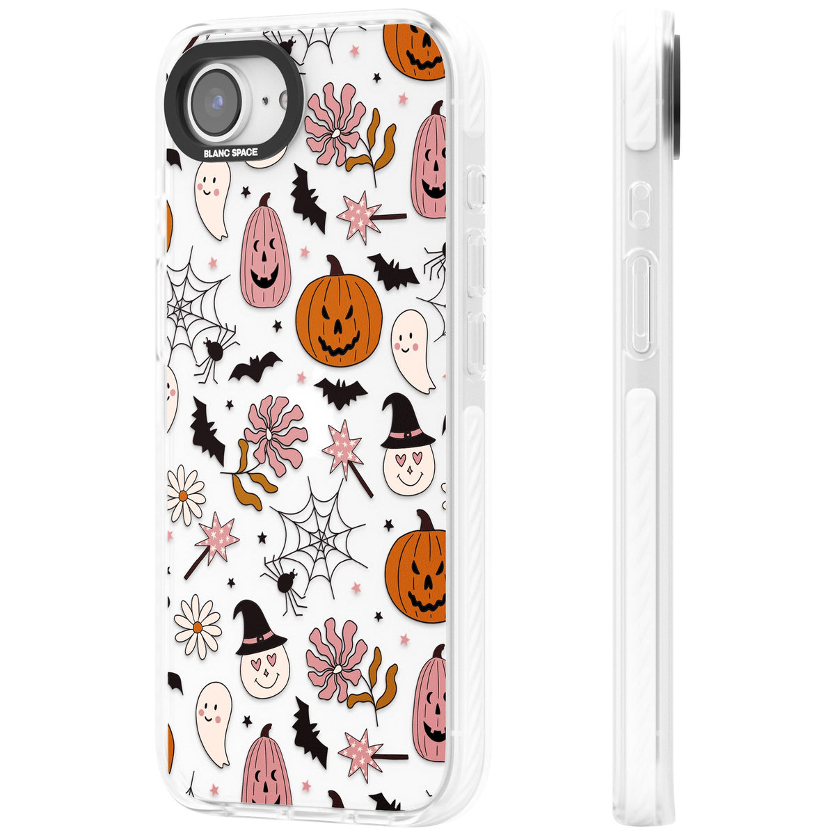 Spooky Mix iPhone 16e / iPhone 17e Impact Clear Phone Case side