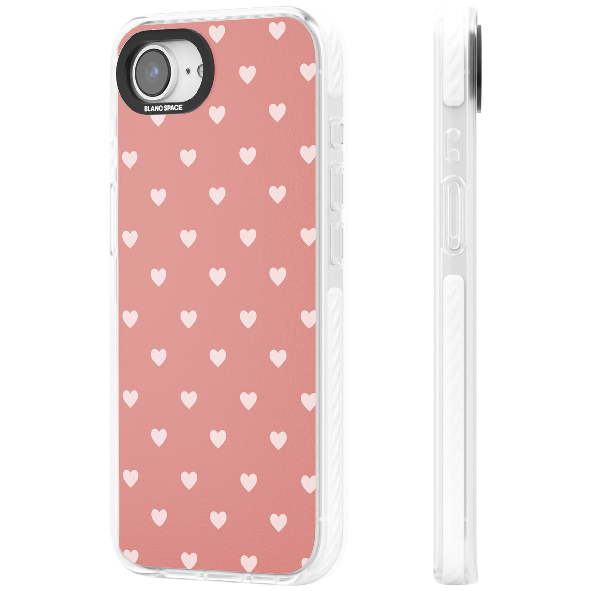 Small Heart Pattern: Pink iPhone 16e / iPhone 17e Impact Clear Phone Case side
