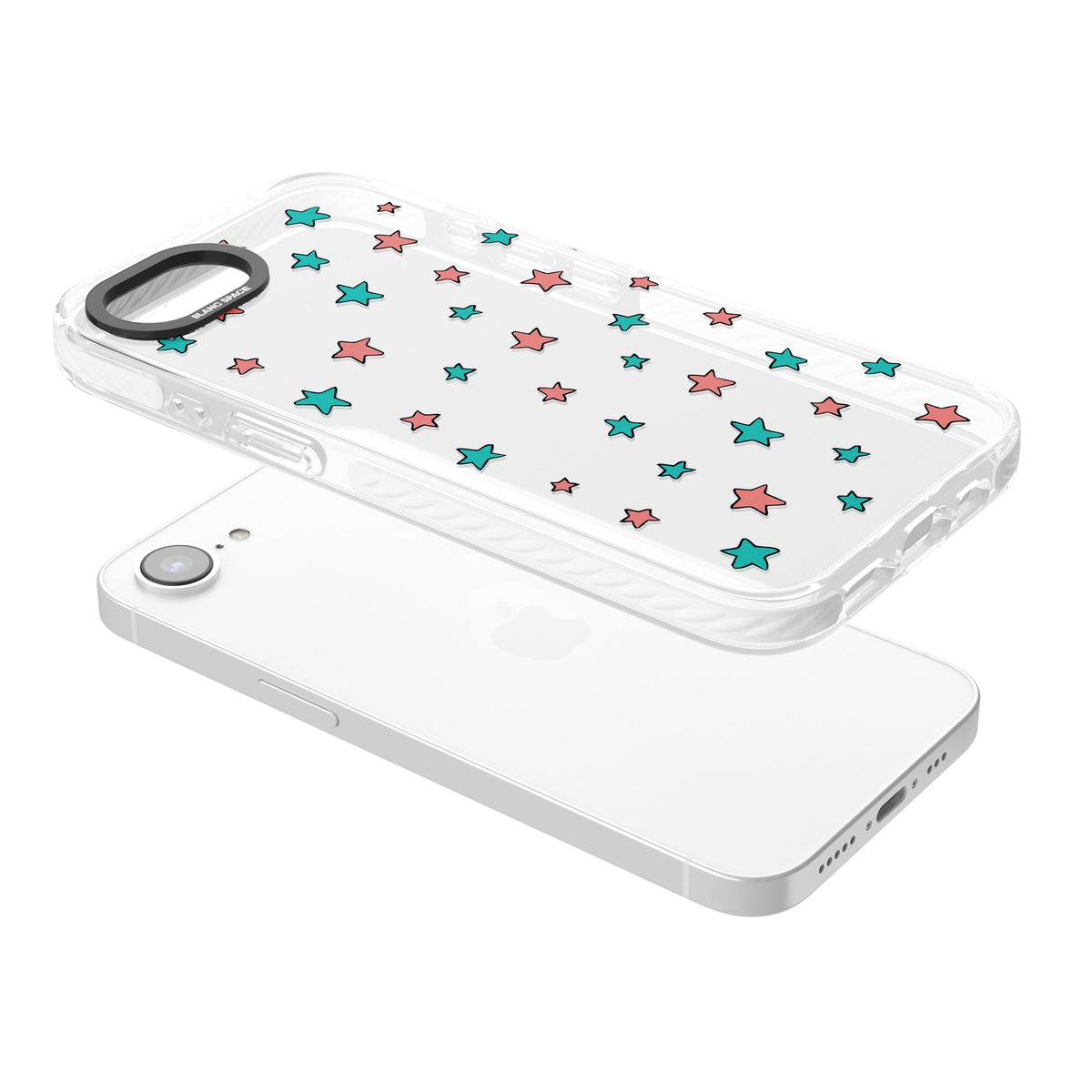 Heartstopper Stars Pattern iPhone 16e / iPhone 17e Impact Clear Phone Case angled