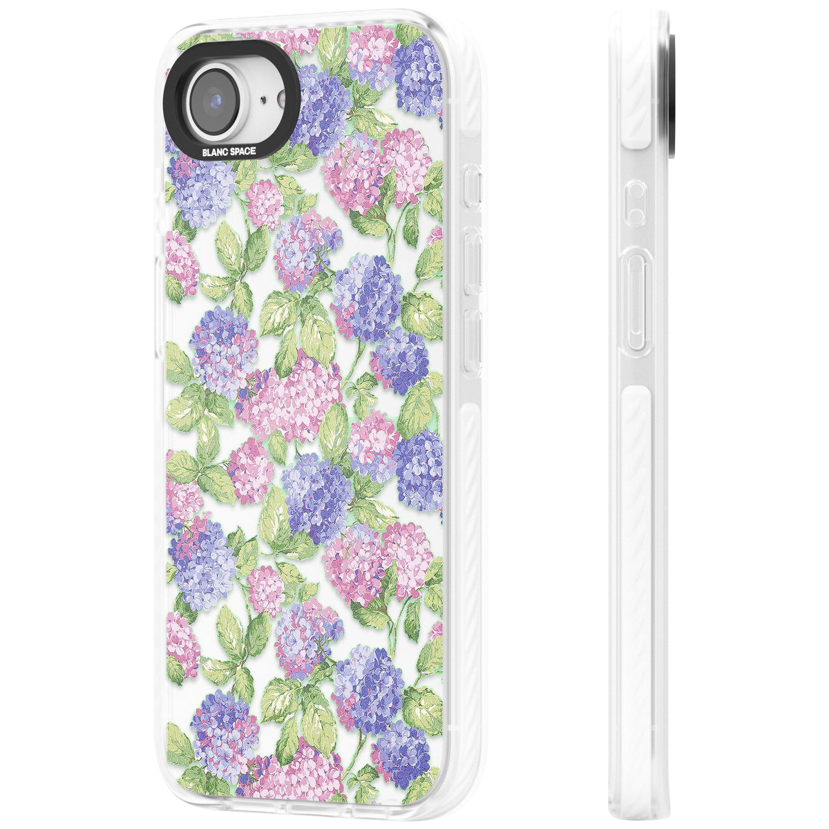 Cottage Hydrangea iPhone 16e / iPhone 17e Impact Clear Phone Case side