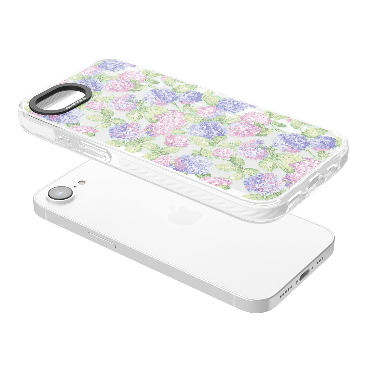 Cottage Hydrangea iPhone 16e / iPhone 17e Impact Clear Phone Case angled