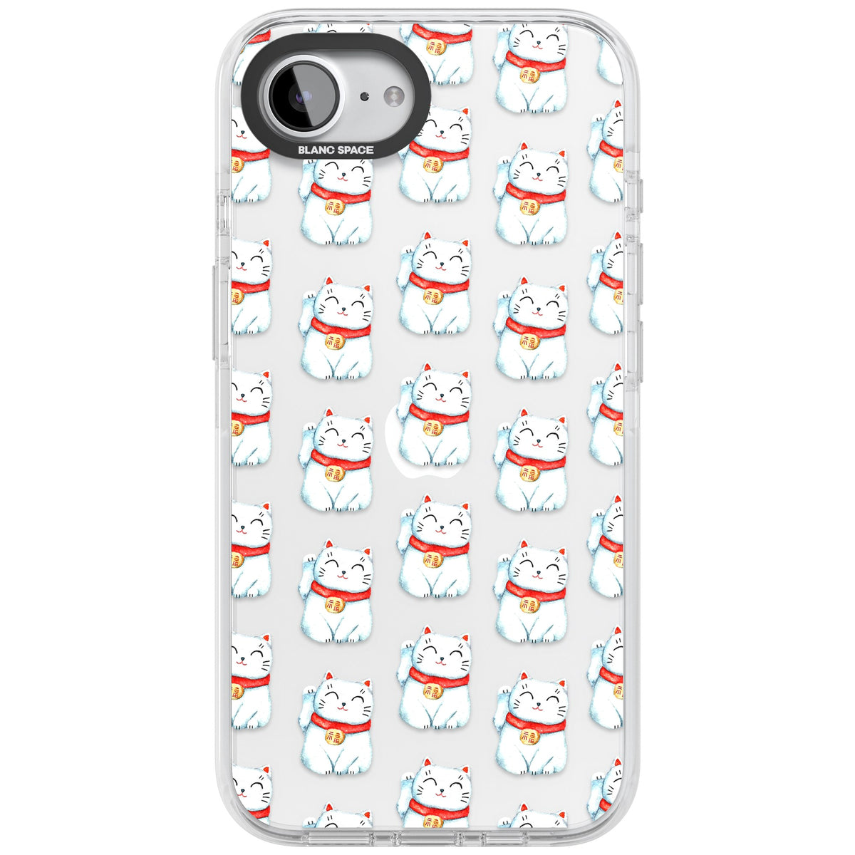 Lucky Cat Pattern iPhone 16e / iPhone 17e Impact Clear Phone Case front