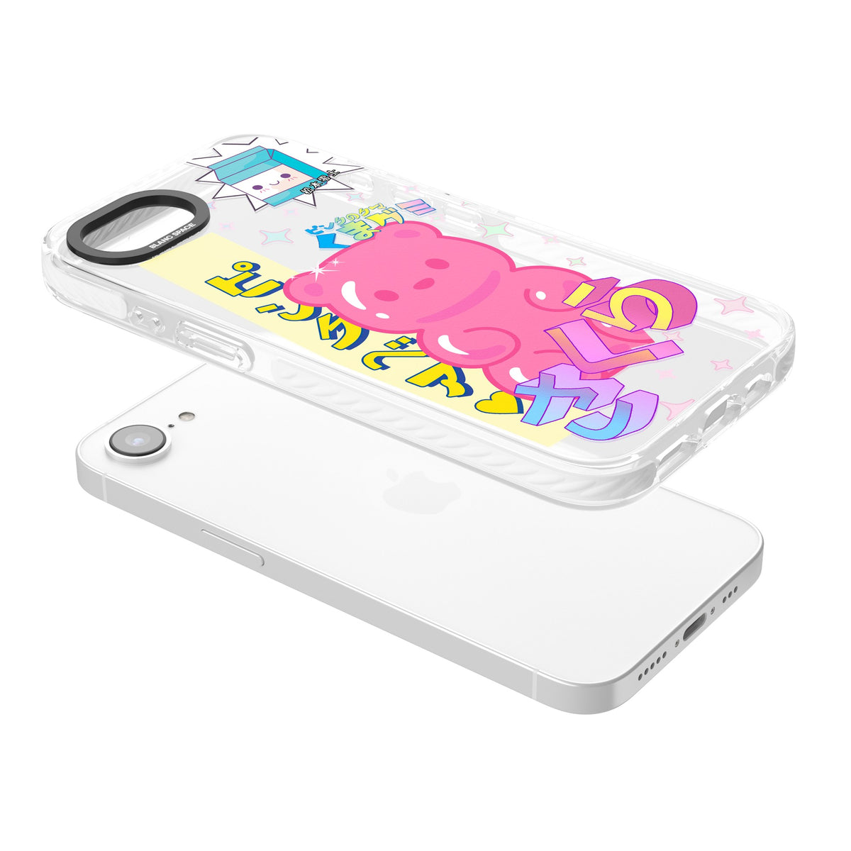 Bubblegum Bear iPhone 16e / iPhone 17e Impact Clear Phone Case angled