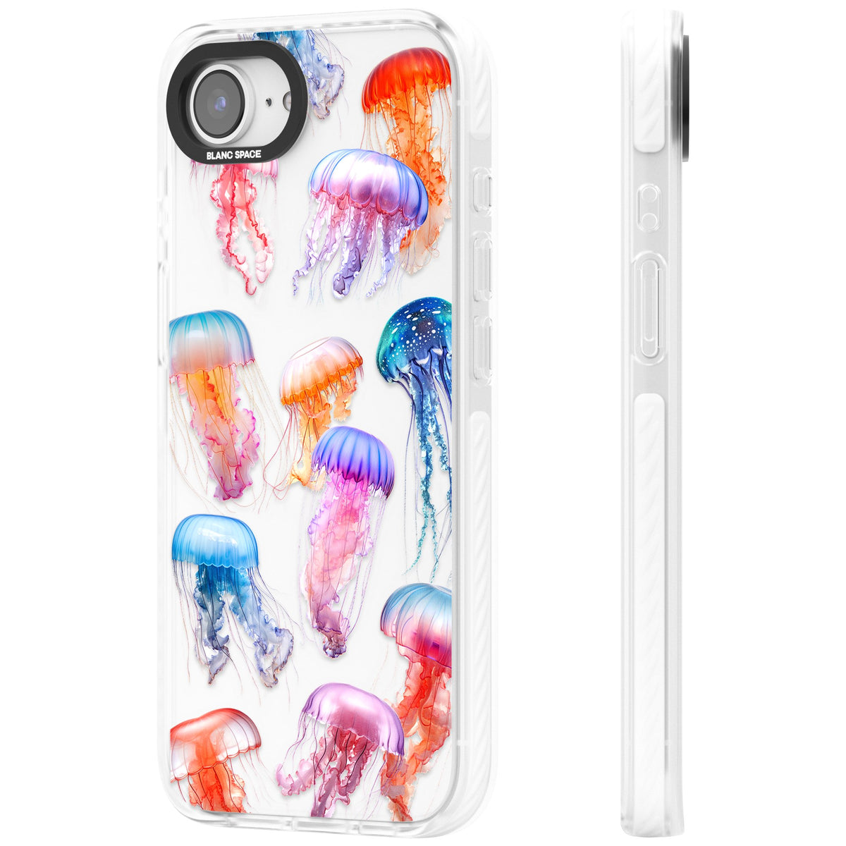Vibrant Jellyfish iPhone 16e / iPhone 17e Impact Clear Phone Case side