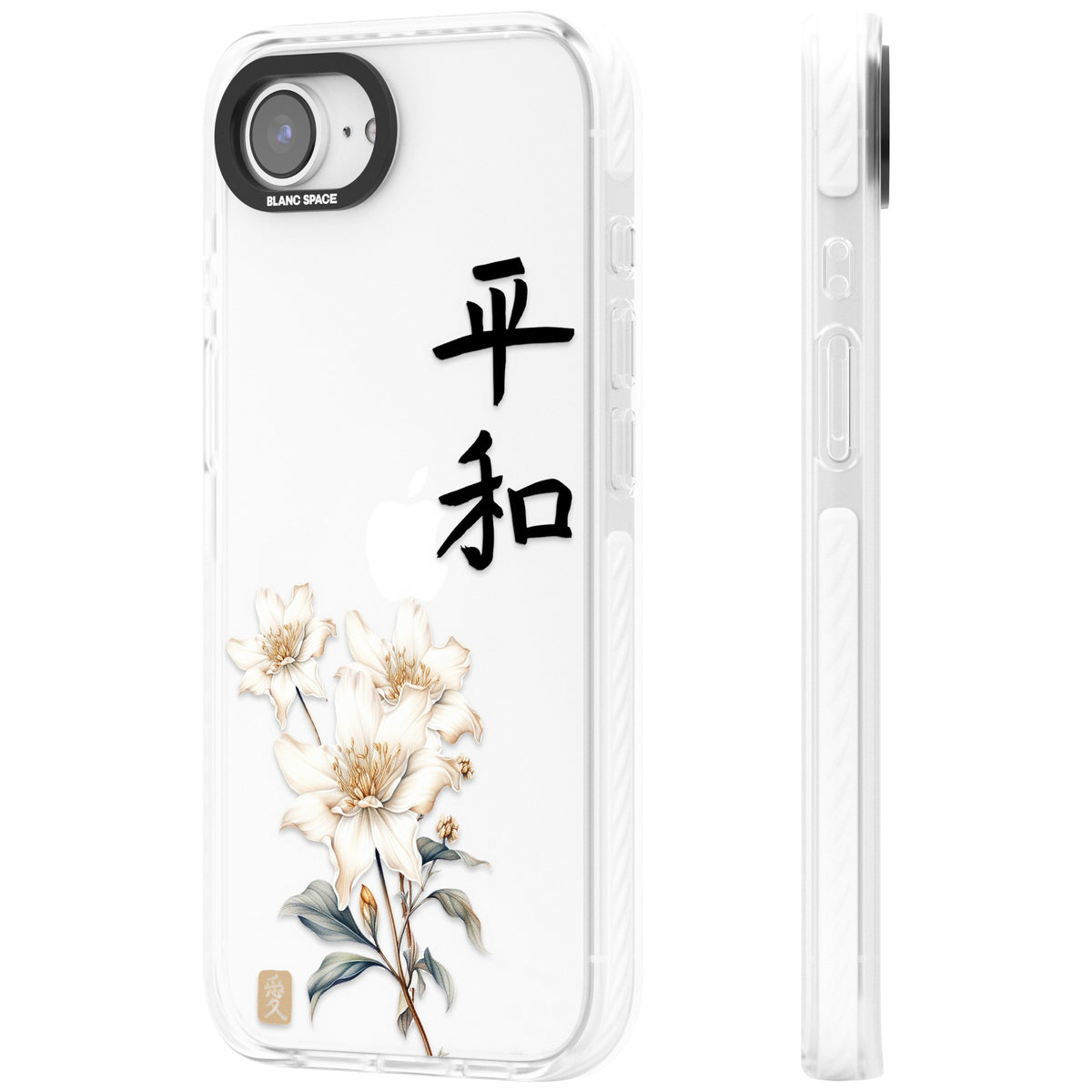 Peace And Flowers iPhone 16e / iPhone 17e Impact Clear Phone Case side
