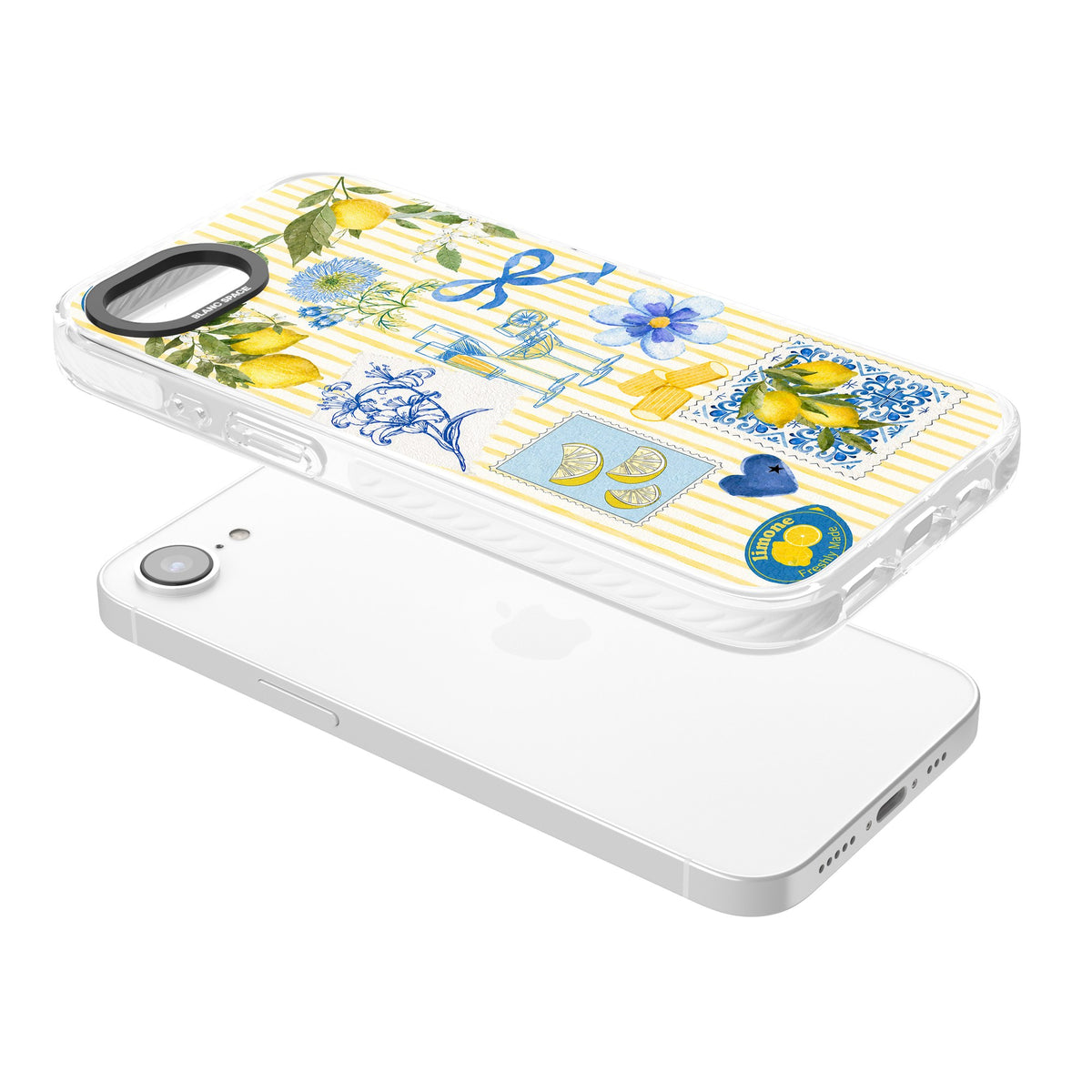 Limone Riviera iPhone 16e / iPhone 17e Impact Clear Phone Case angled