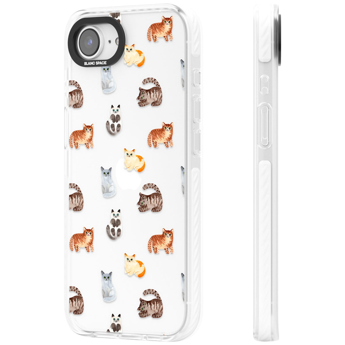 Cute Cat Pattern Classic iPhone 16e / iPhone 17e Impact Clear Phone Case side