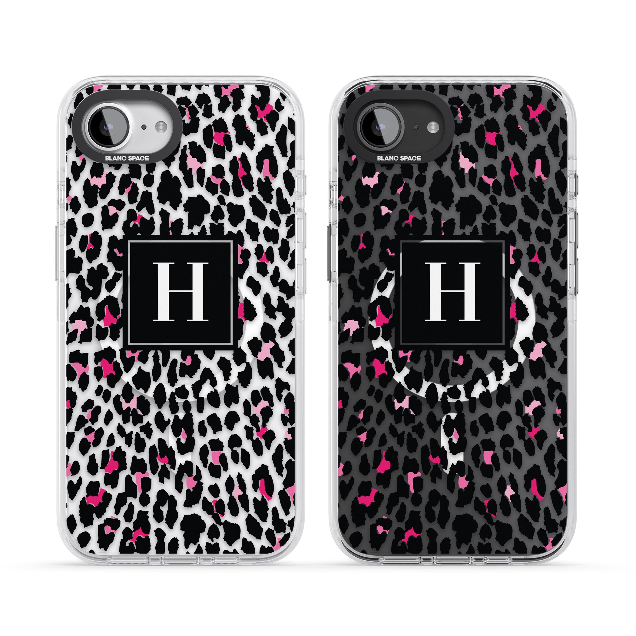 Personalised Clear Pink Leopard Monogram