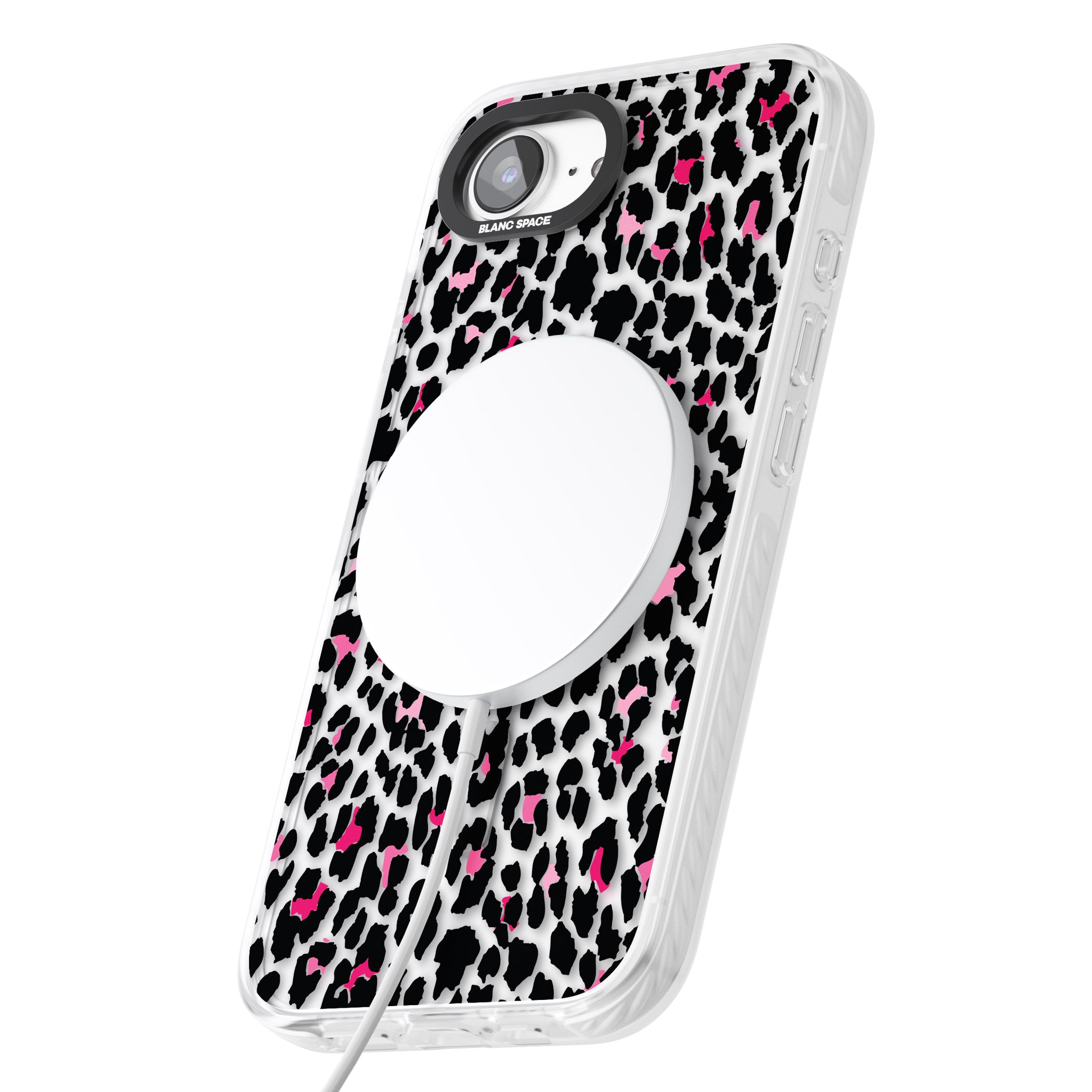 Personalised Clear Pink Leopard Monogram