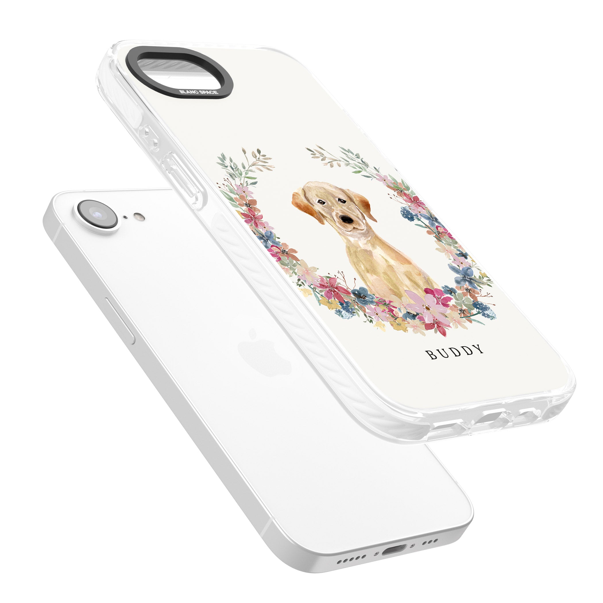 Personalised Yellow Labrador Retriever Floral Portrait