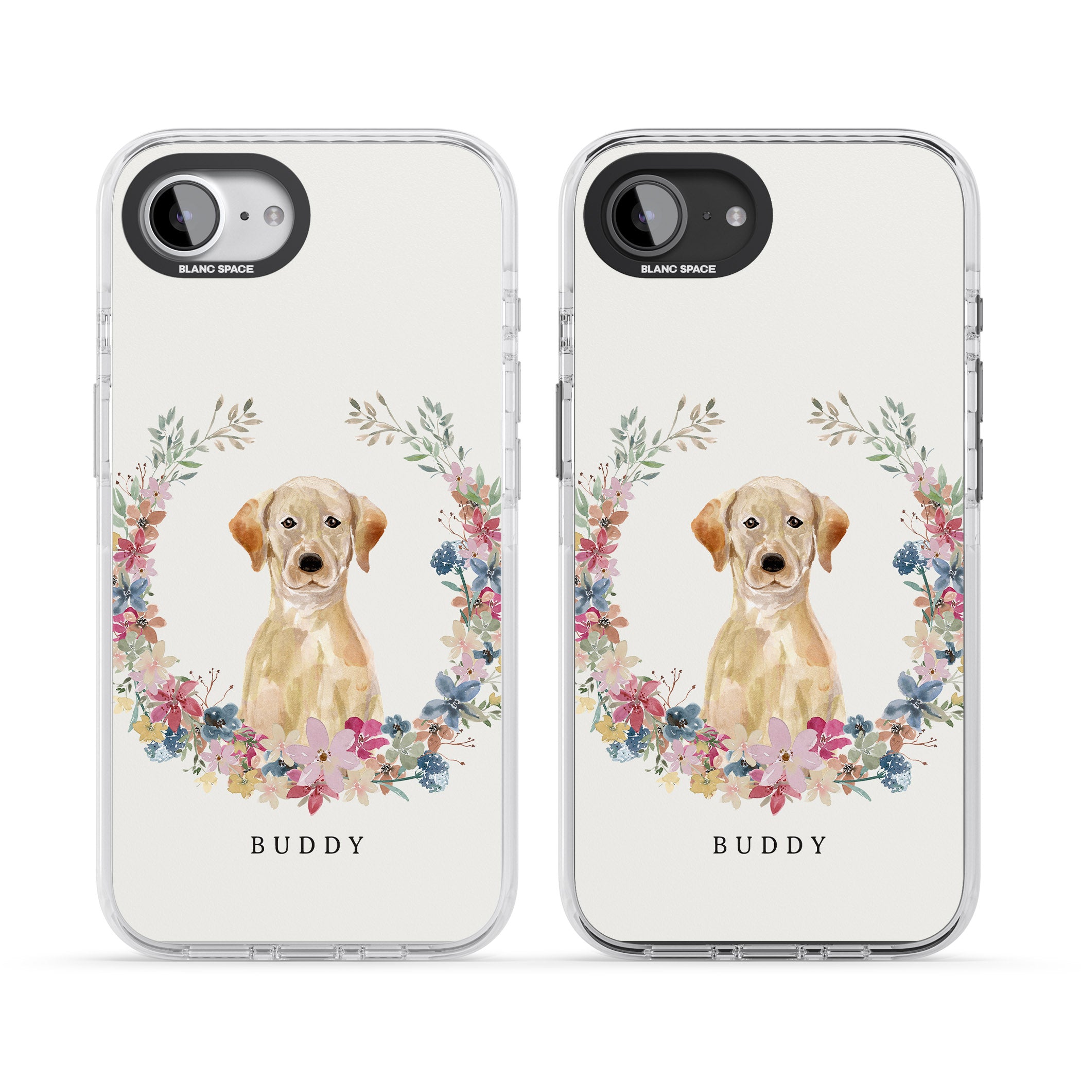 Personalised Yellow Labrador Retriever Floral Portrait