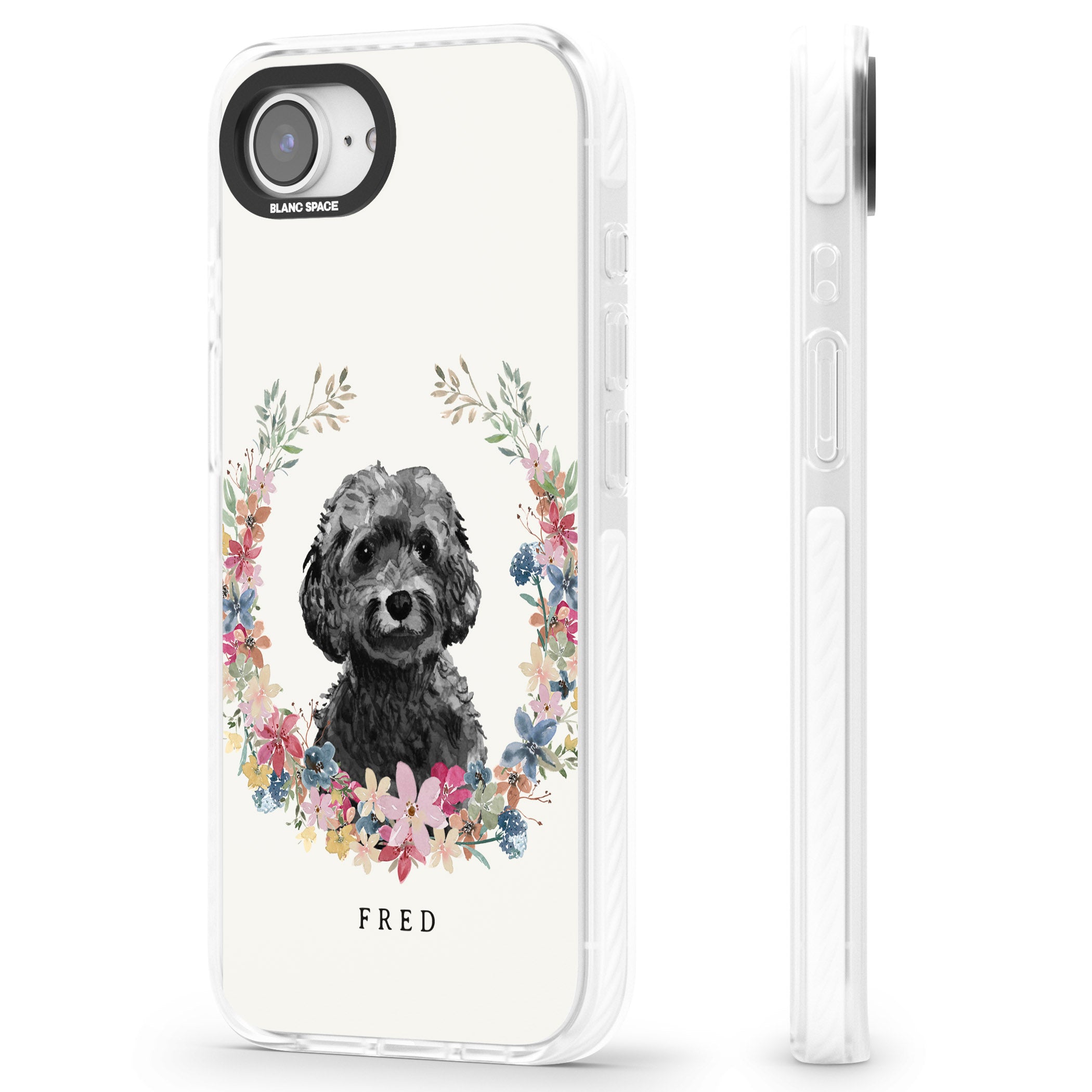 Personalised Black Cockapoo Floral Portrait