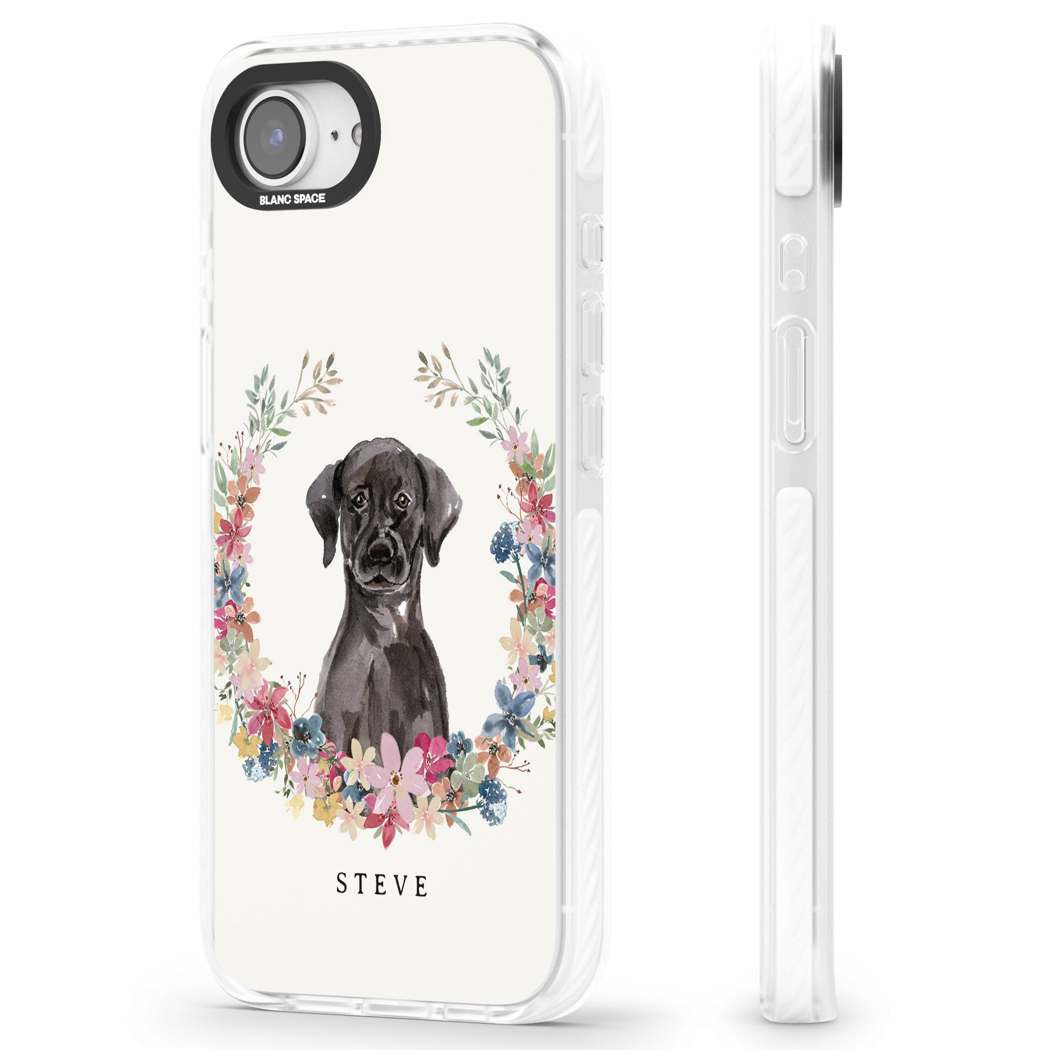 Personalised Black Labrador Floral Portrait