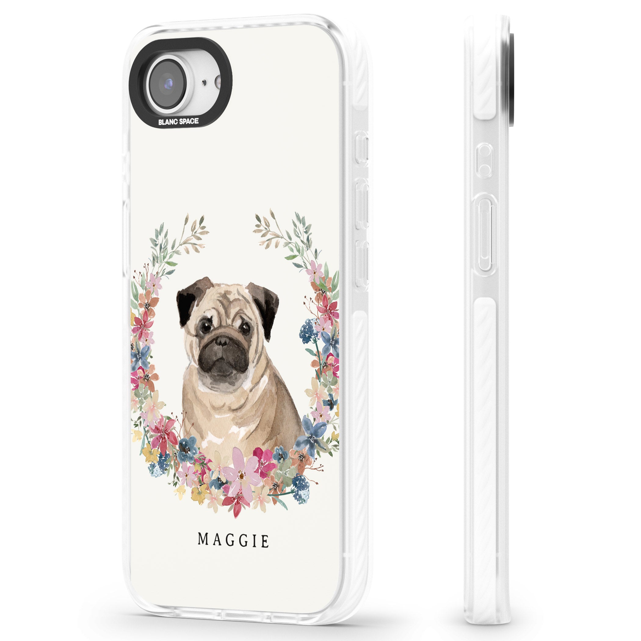 Personalised Pug Floral Portrait