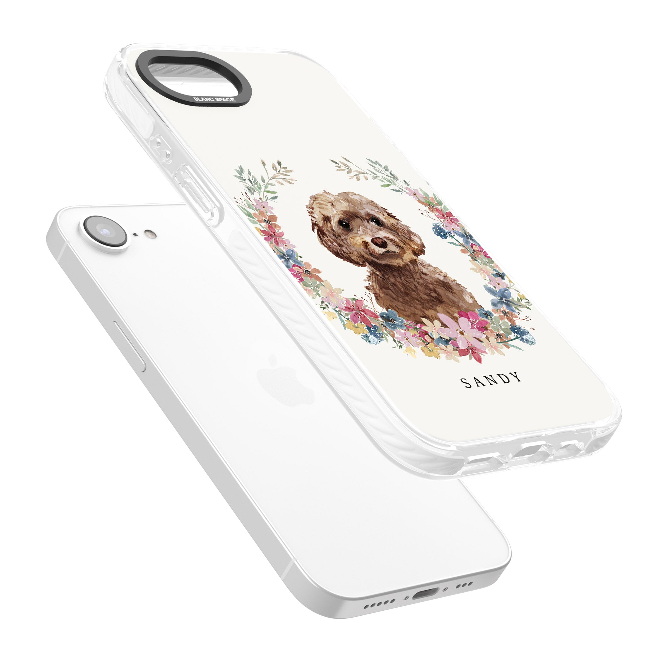 Personalised Brown Cockapoo Floral Portrait