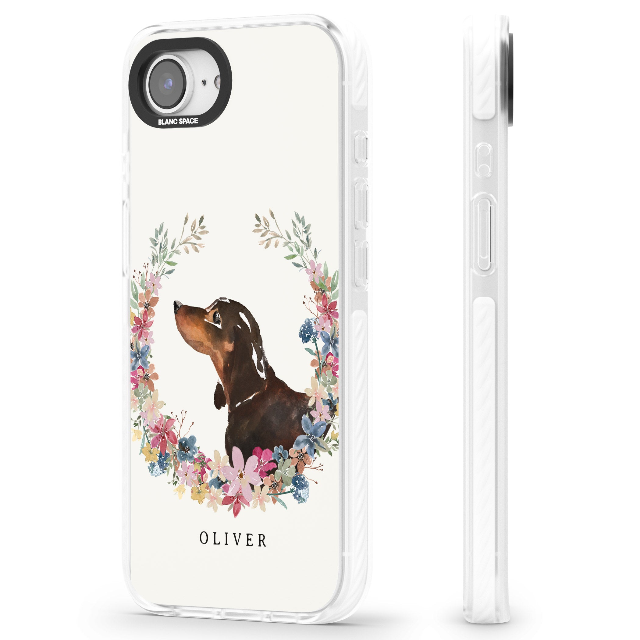 Personalised Black & Tan Dachshund Floral Portrait