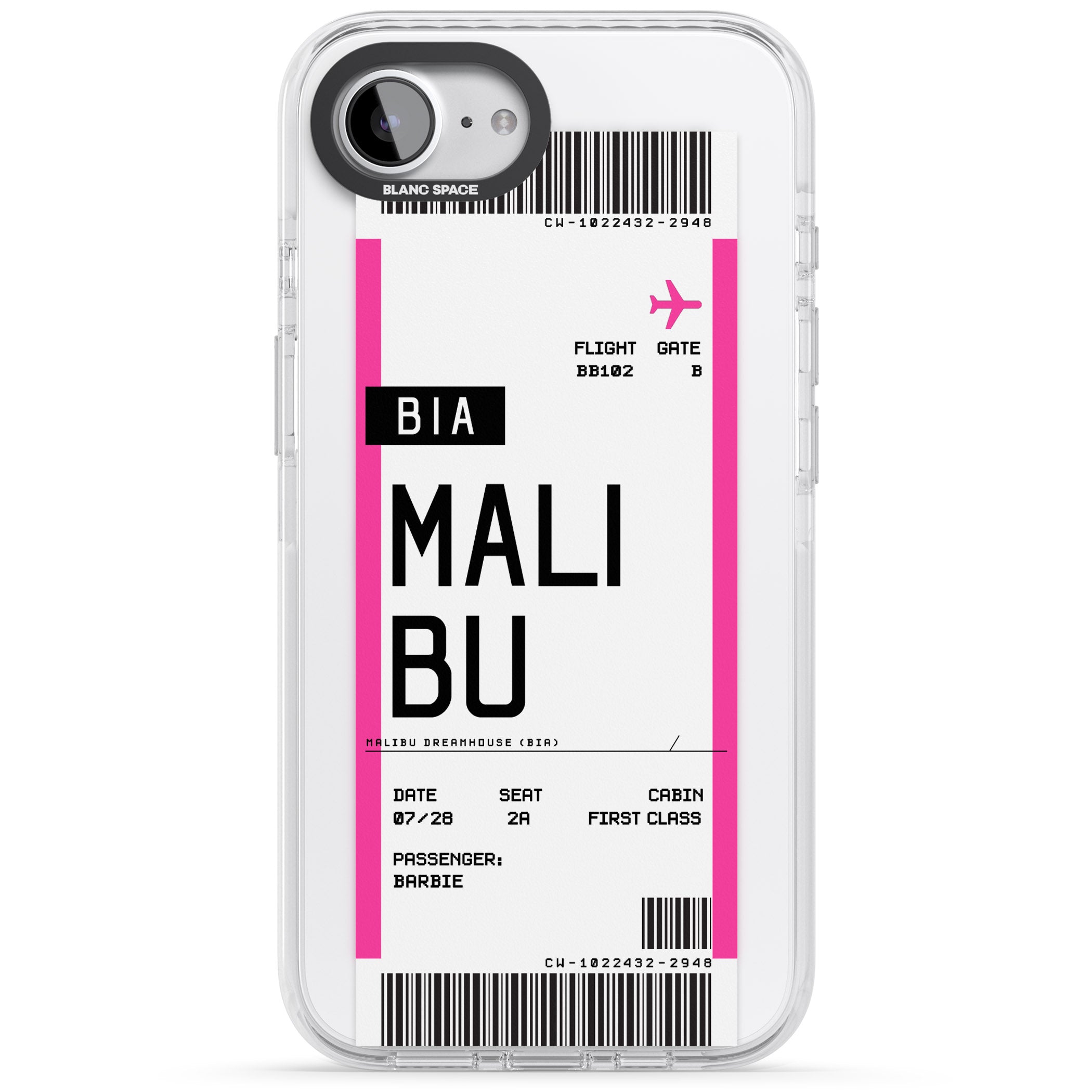 Personalised Pink Malibu Boarding Pass