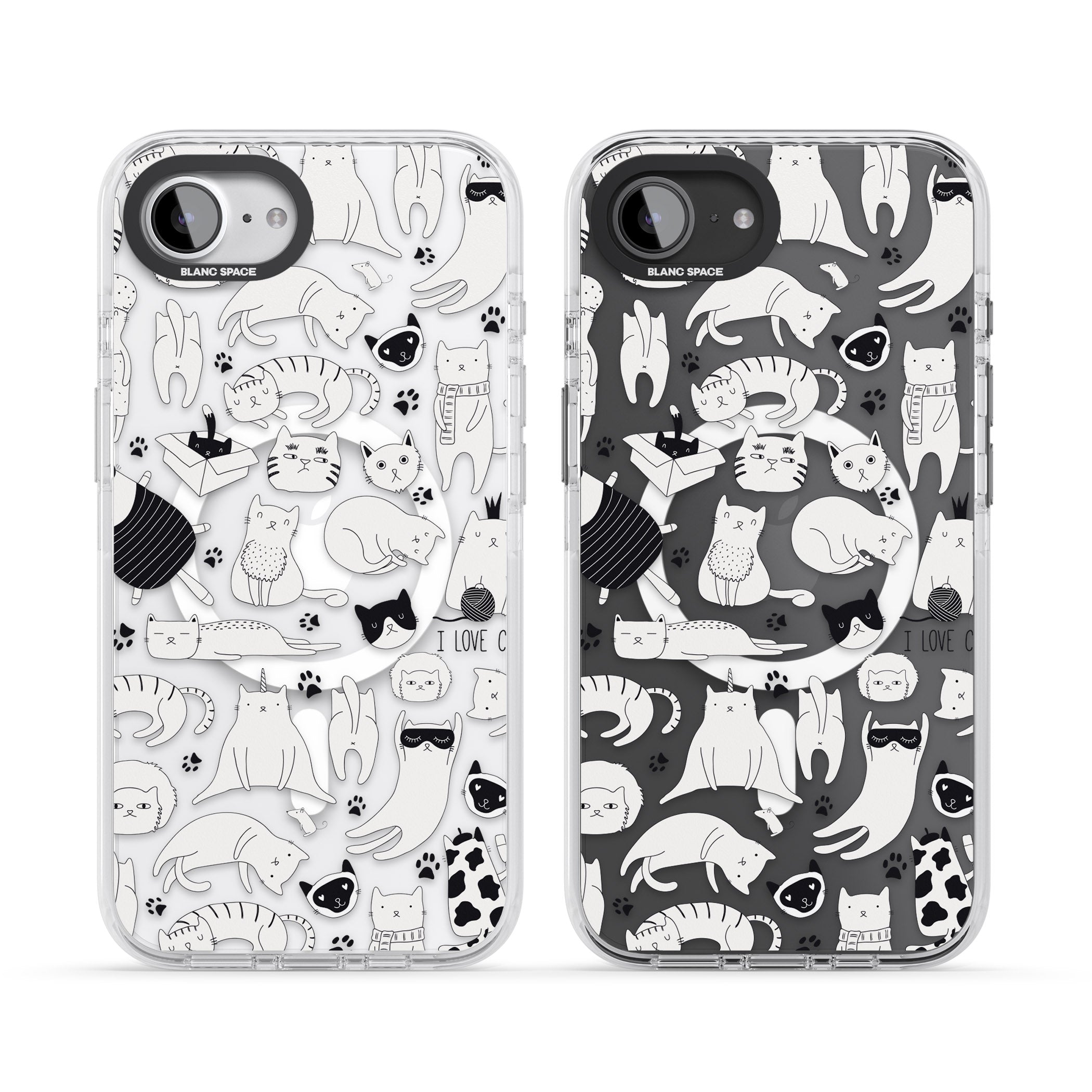 Cartoon Cat Collage Black & White