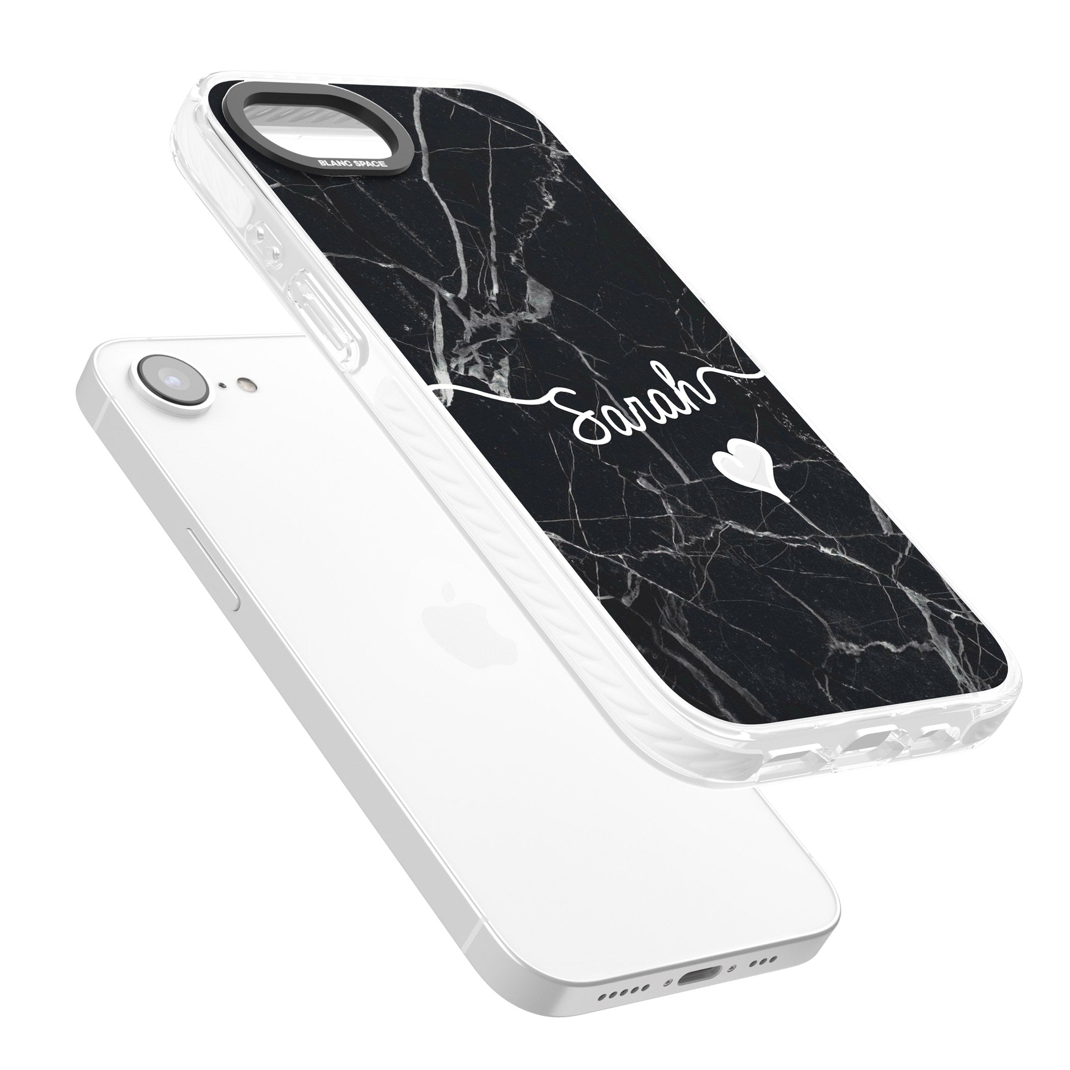 Personalised Black Marble Heart