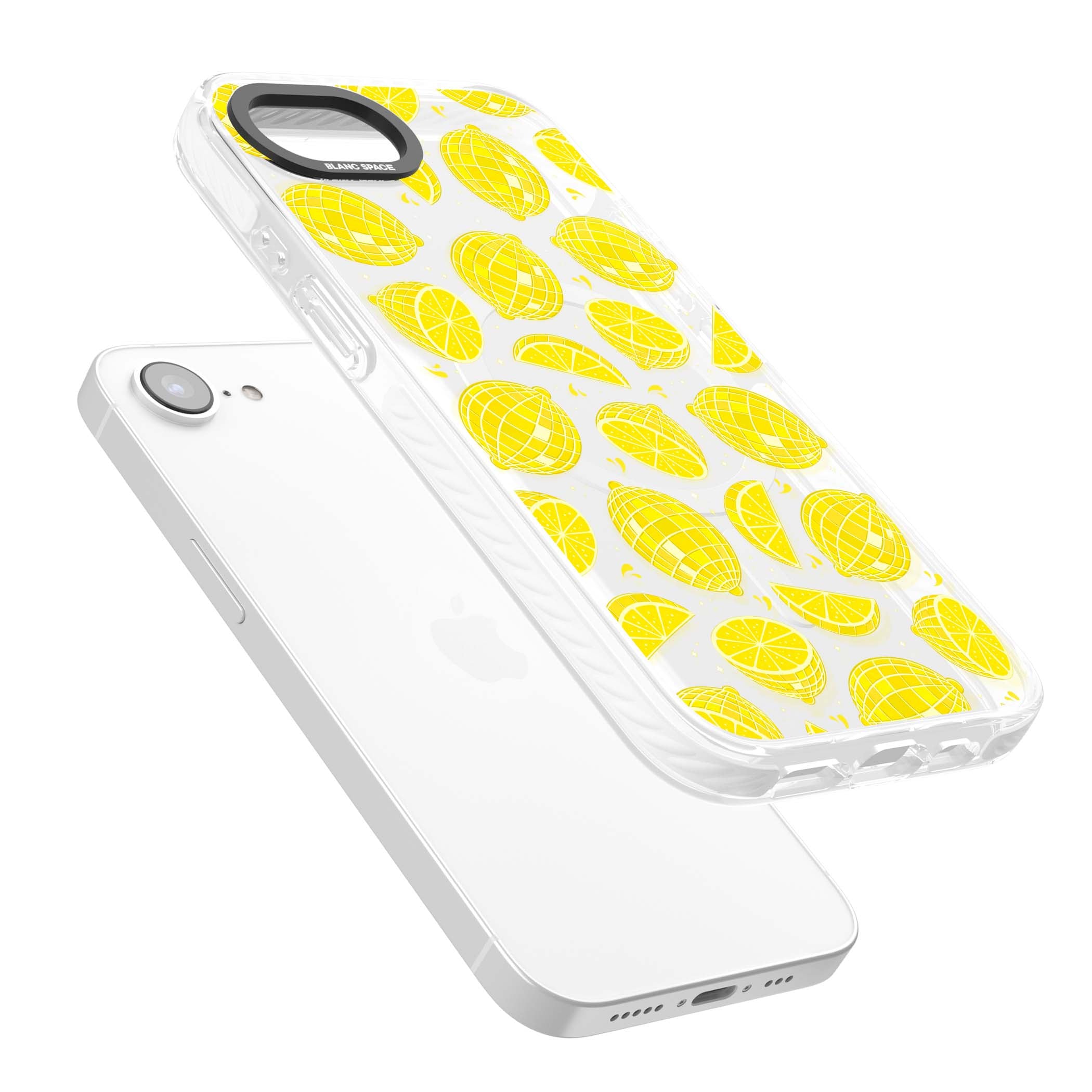 Disco Lemons citrus iPhone case featuring mirrorball lemons, sliced fruit and sparkle accents | Impact Magsafe case for iPhone 16e, iPhone 17e