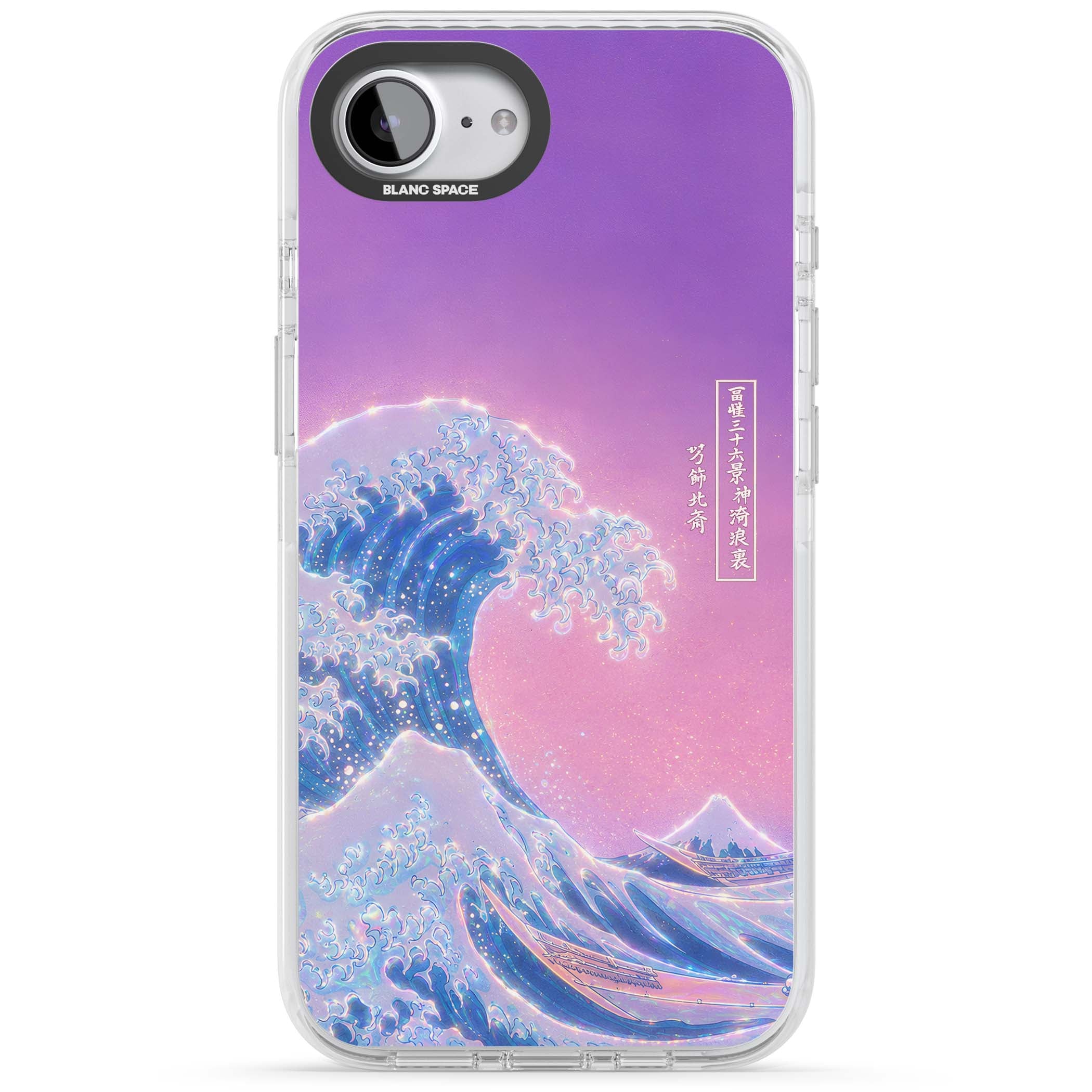 The Great Opal Wave Japanese iPhone case featuring Hokusai's great wave in iridescent pastels with lilac sky and Mou | Impact Magsafe case for iPhone 16e, iPhone 17e