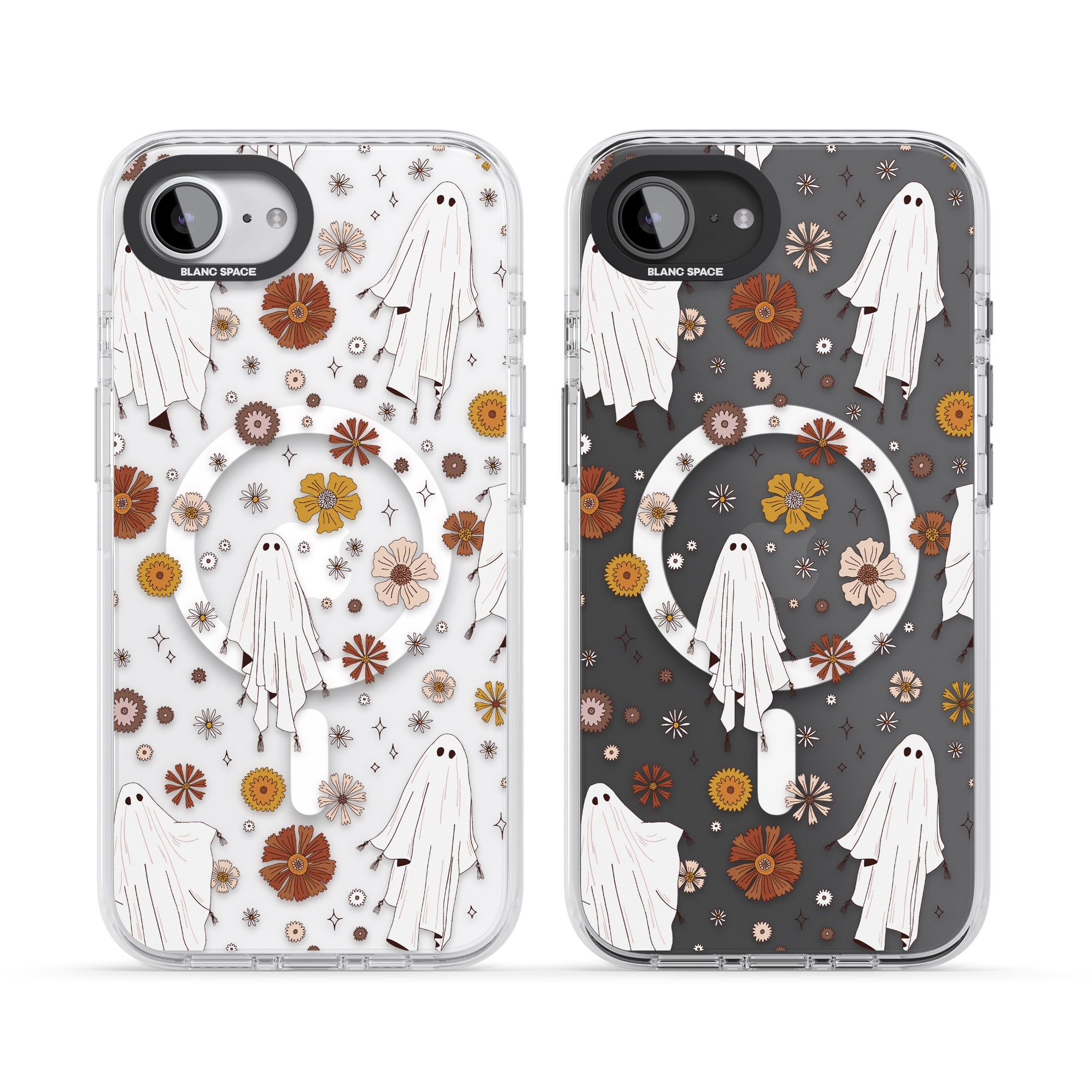 Halloween Ghosts And Flowers