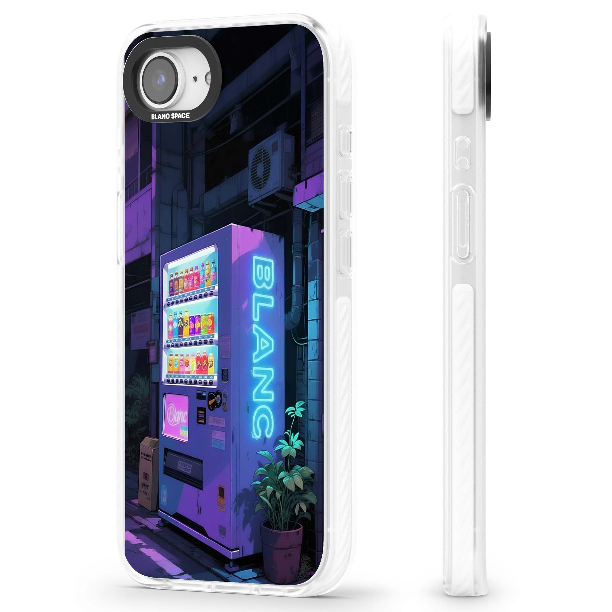 Shibuya Glow Japanese iPhone case featuring a glowing Tokyo vending machine, neon signage, and moody purple alleyway | Impact Magsafe case for iPhone 16e, iPhone 17e