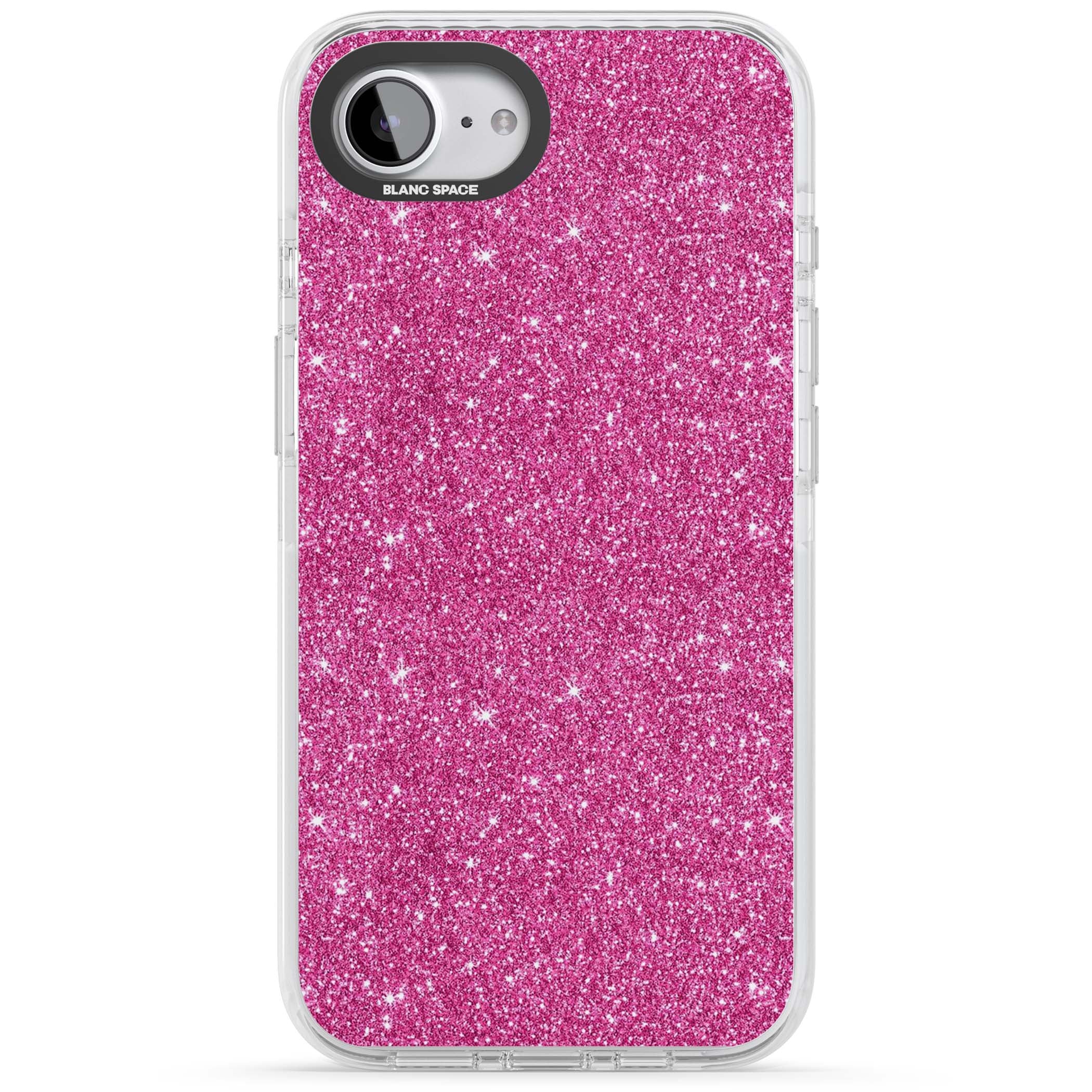 Pink Glitter Y2K iPhone case featuring hot pink glitter wallpaper with sparkle shimmer effect | Impact Magsafe case for iPhone 16e, iPhone 17e