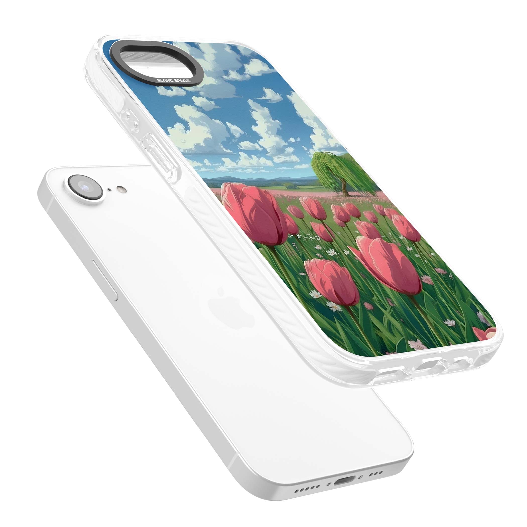 Willow By The Pink Tulips floral iPhone case | Impact Magsafe case for iPhone 16e, iPhone 17e