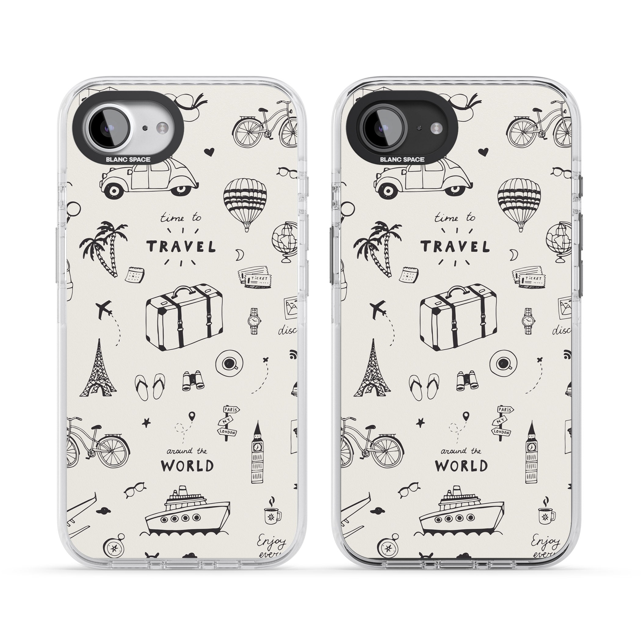 Cute Travel Pattern, White On