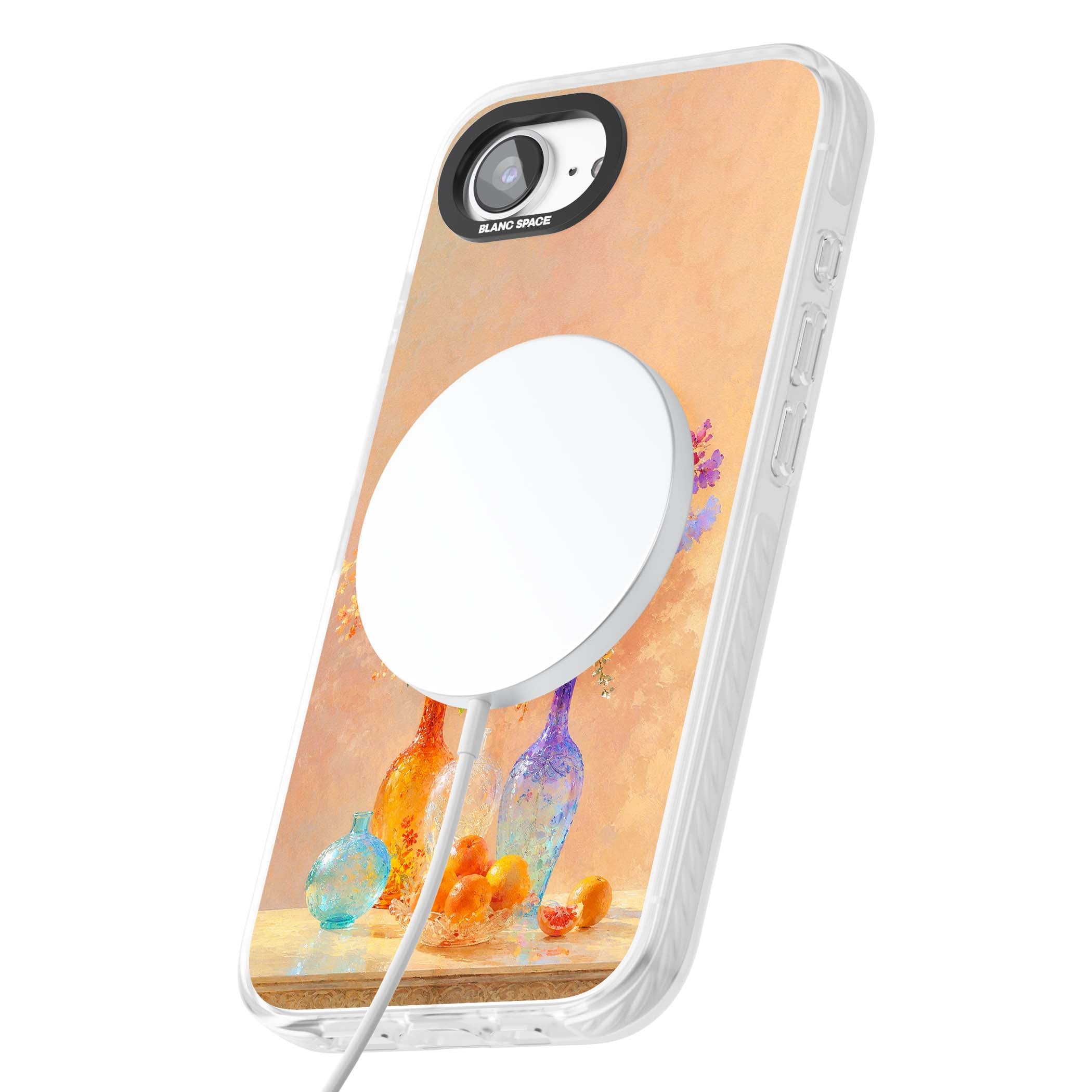 Peach Glass art iPhone case | Impact Magsafe case for iPhone 16e, iPhone 17e