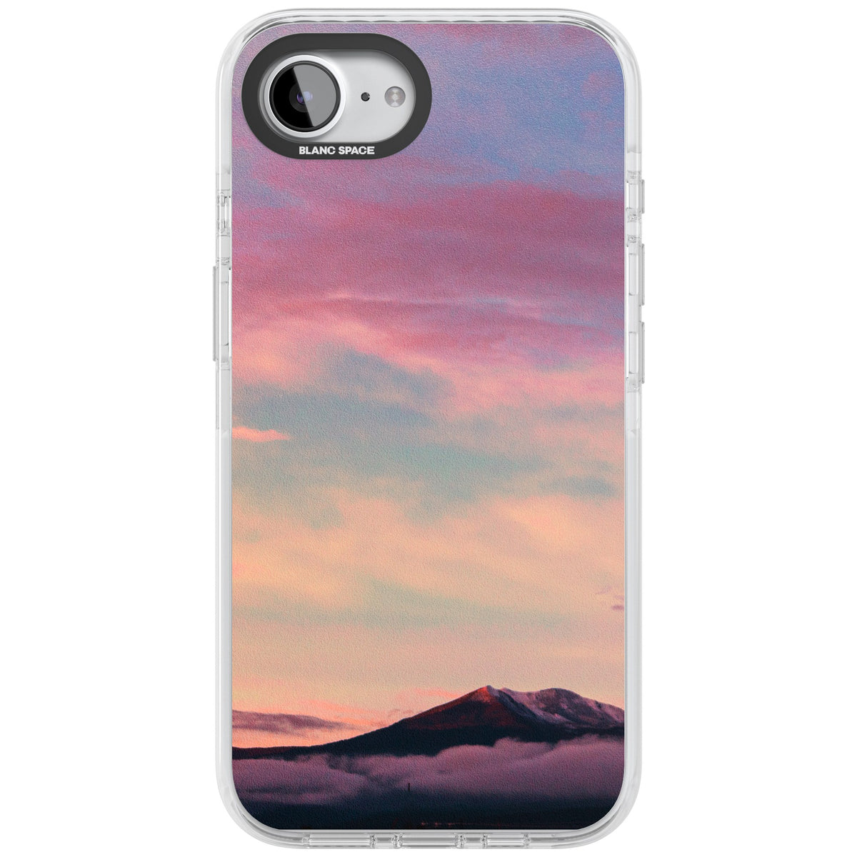 Pastel Mountain Sunset iPhone 16e / iPhone 17e Impact Clear Phone Case front