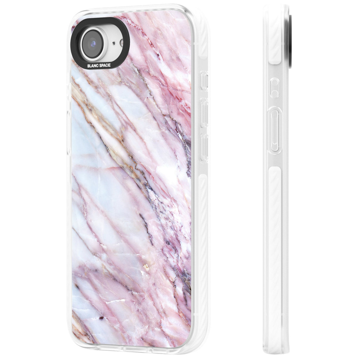 Blush Marble Glow iPhone 16e / iPhone 17e Impact Clear Phone Case side