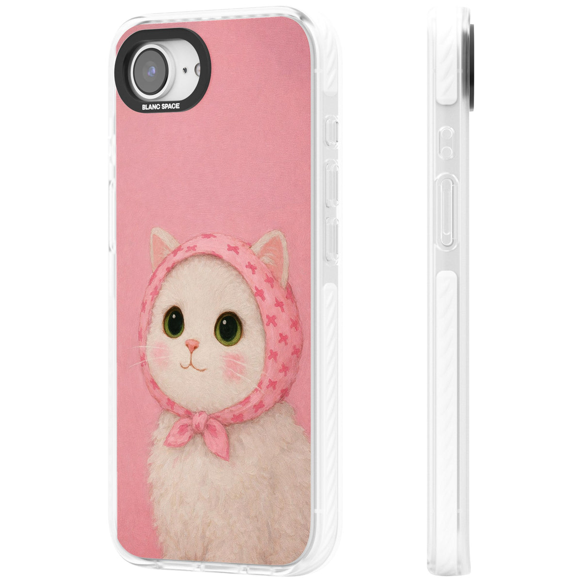 Baby Blush Kitty iPhone 16e / iPhone 17e Impact Clear Phone Case side
