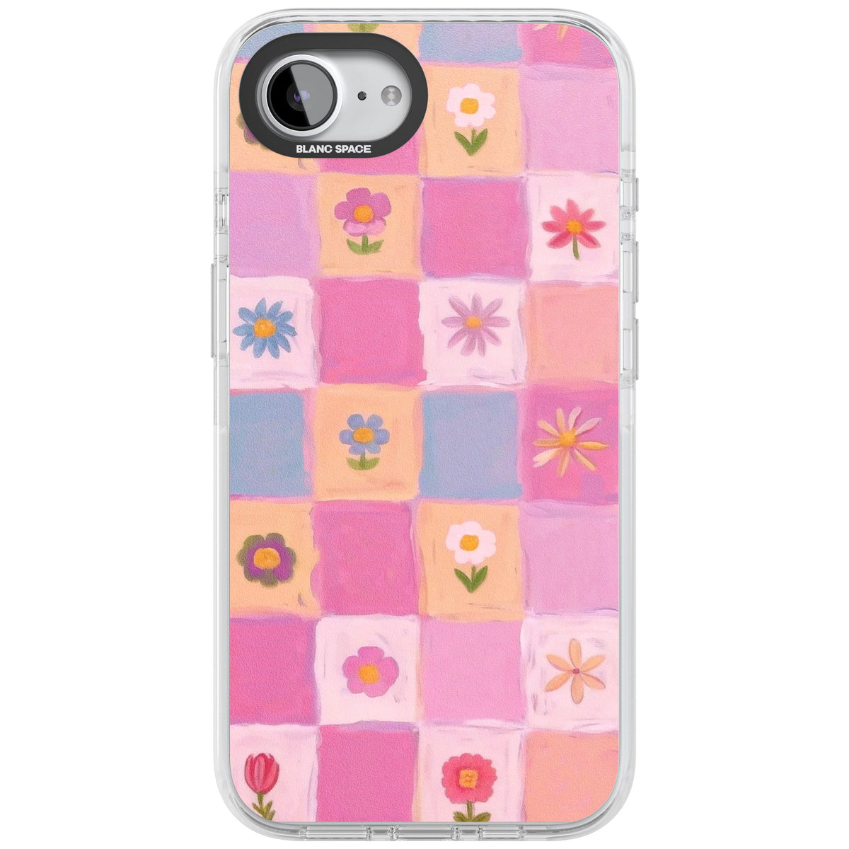 Pastel Flower Patchwork iPhone 16e / iPhone 17e Impact Clear Phone Case front