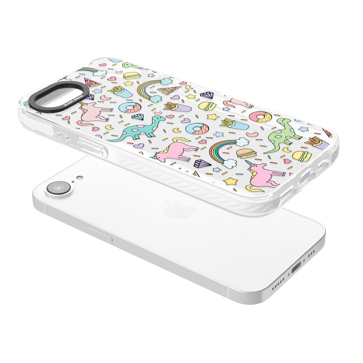 Bubblegum Fantasy iPhone 16e / iPhone 17e Impact Clear Phone Case angled