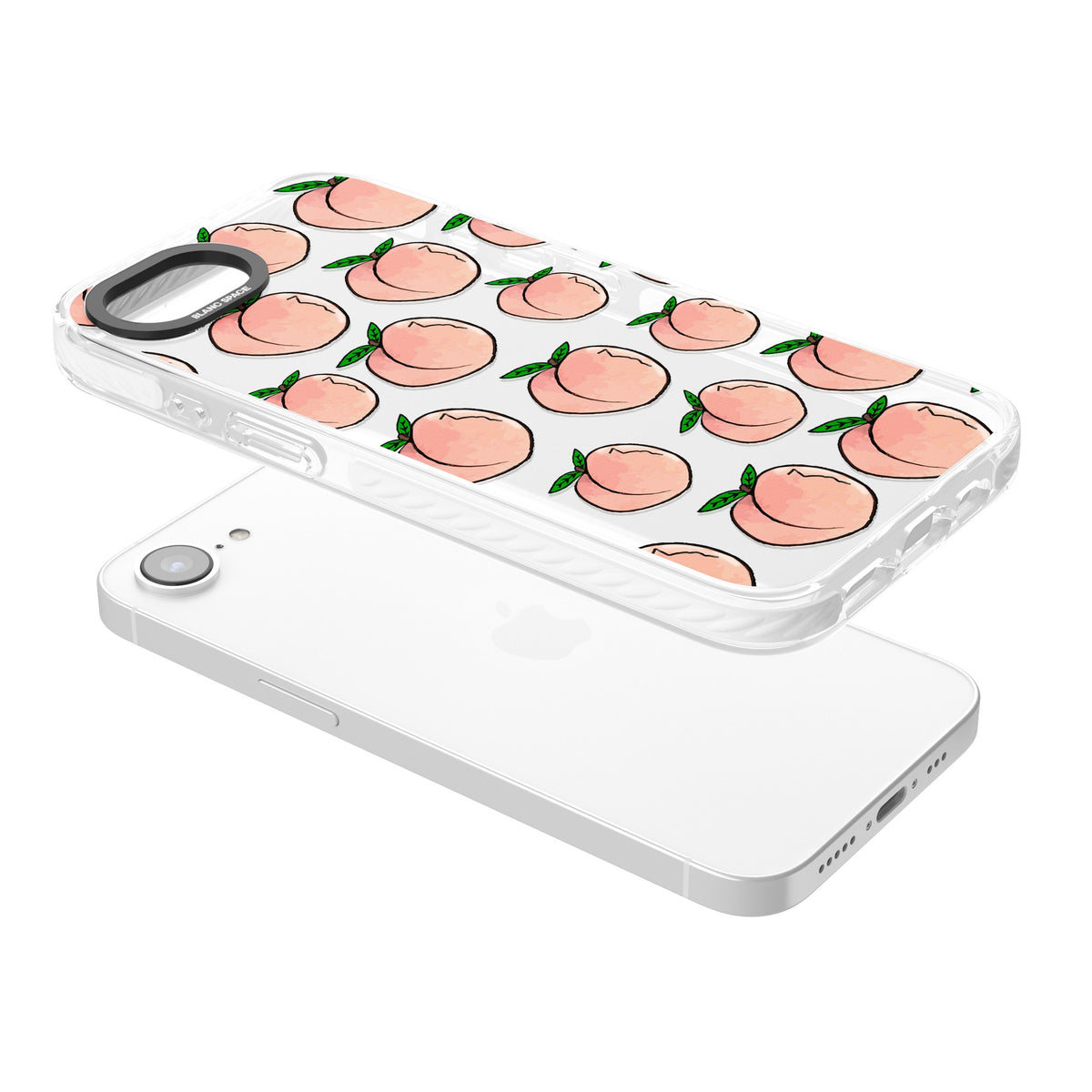 Peachy Picnic iPhone 16e / iPhone 17e Impact Clear Phone Case angled