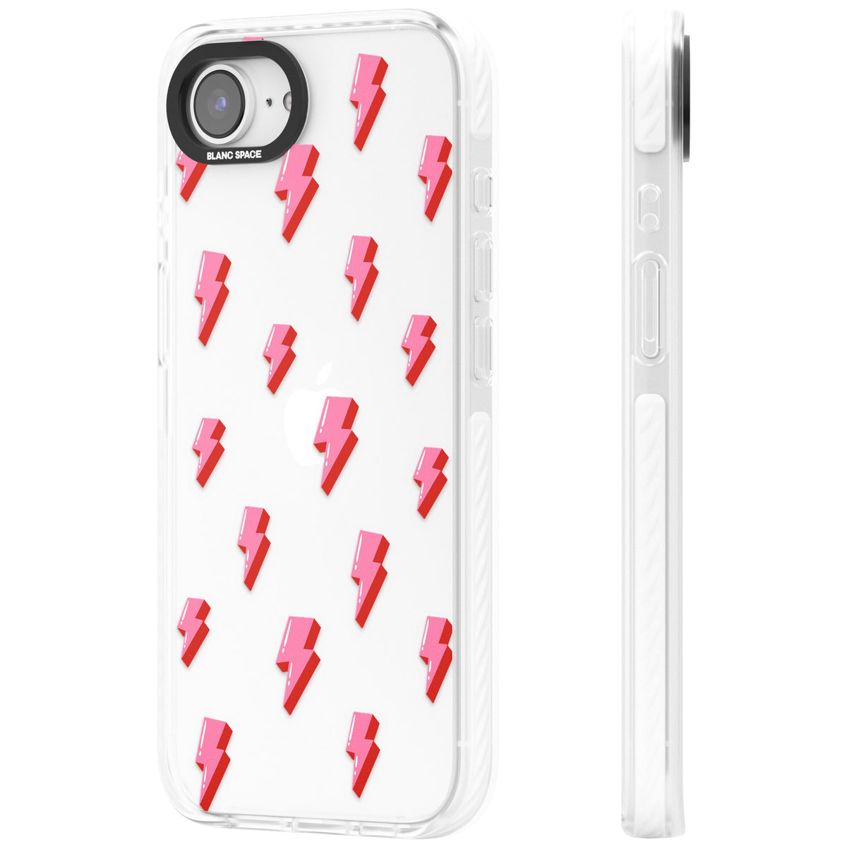 Pink Bolt iPhone 16e / iPhone 17e Impact Clear Phone Case side