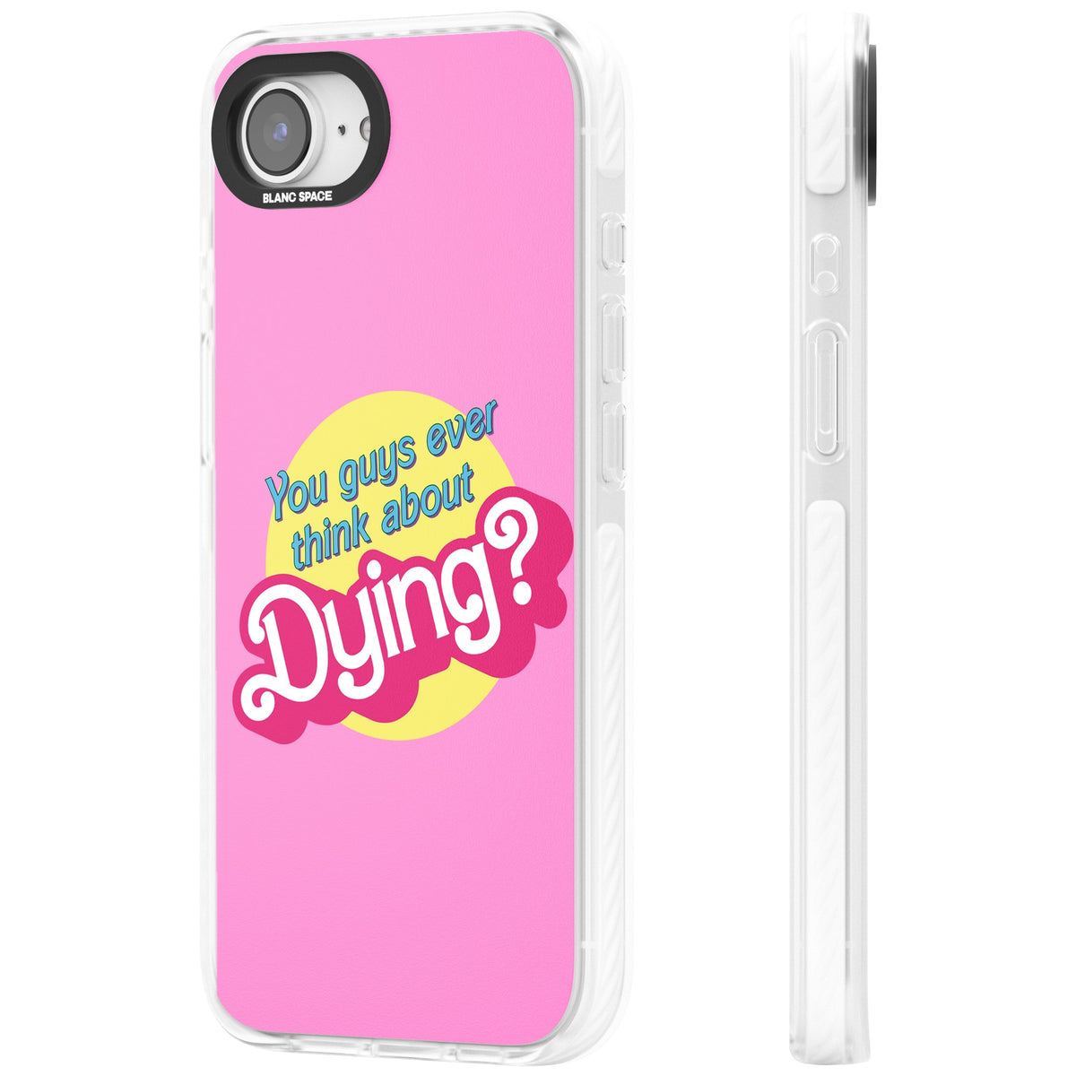 Ever Think About Dying? iPhone 16e / iPhone 17e Impact Clear Phone Case side