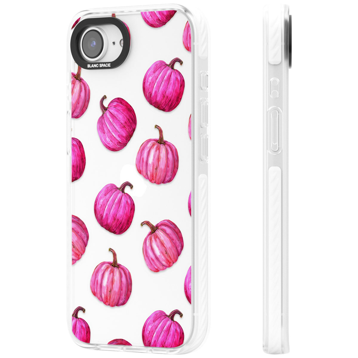 Pink Pumpkins iPhone 16e / iPhone 17e Impact Clear Phone Case side